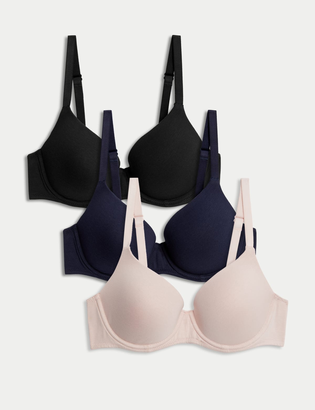 

Marks & Spencer 3pk Wired Full Cup T-Shirt Bras A-E (FEMALE, SOFT PINK, 38-DD)