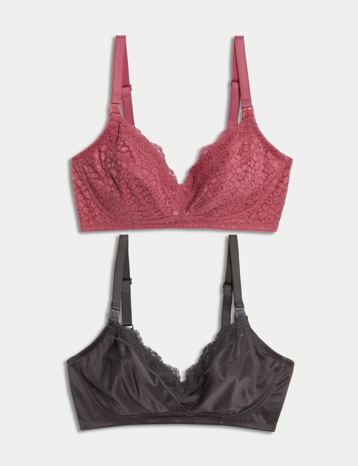 

Marks & Spencer 2pk Lace & Mesh Nursing Bras B-H (FEMALE, RASPBERRY MIX, 38-C)