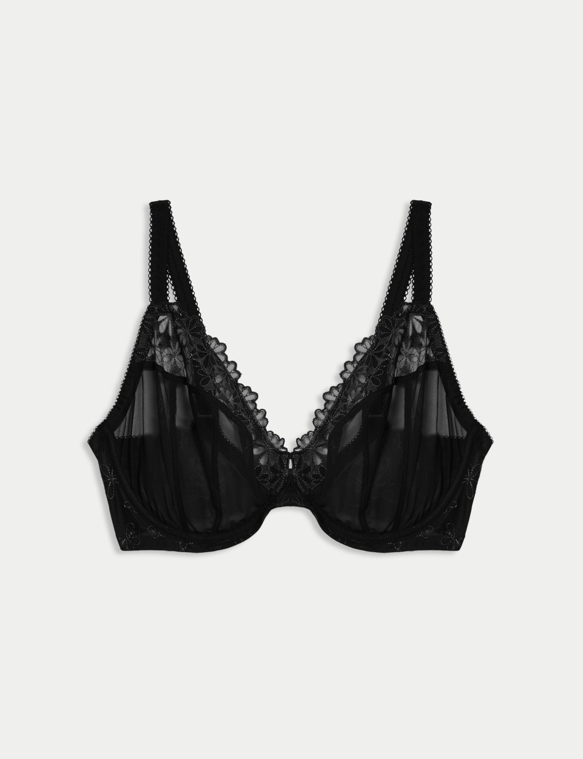 

Marks & Spencer Daisy Embroidered Wired Plunge Bra F-H (FEMALE, BLACK, 36-F)