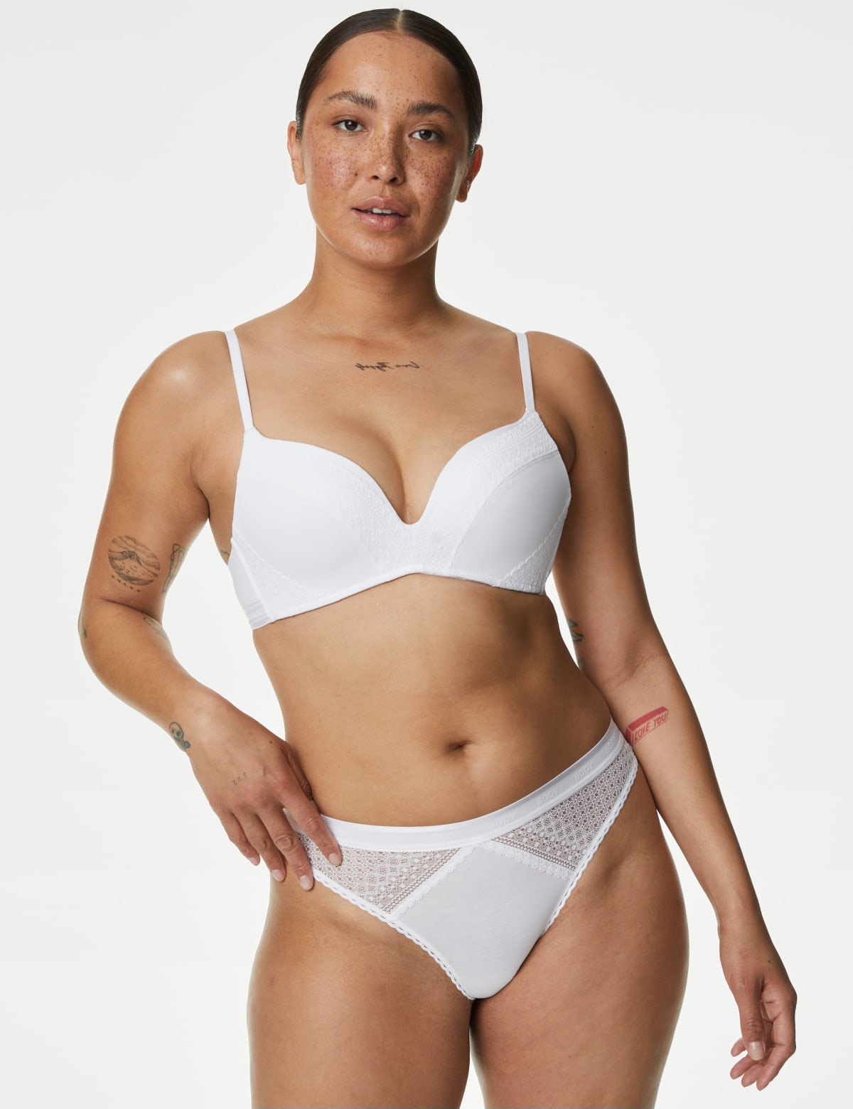 

Marks & Spencer Cotton with Cool Comfort™ Non-Wired Push Up Bra (FEMALE, WHITE, 34-D)