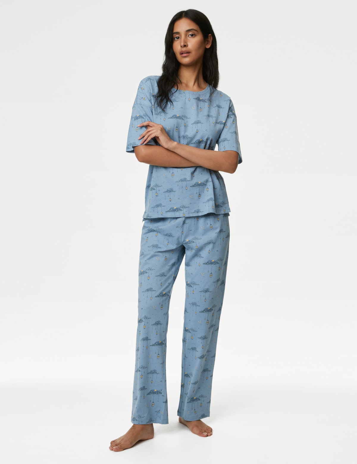 

Marks & Spencer Pure Cotton Eid Print Pyjama Set (FEMALE, BLUE MIX, M)