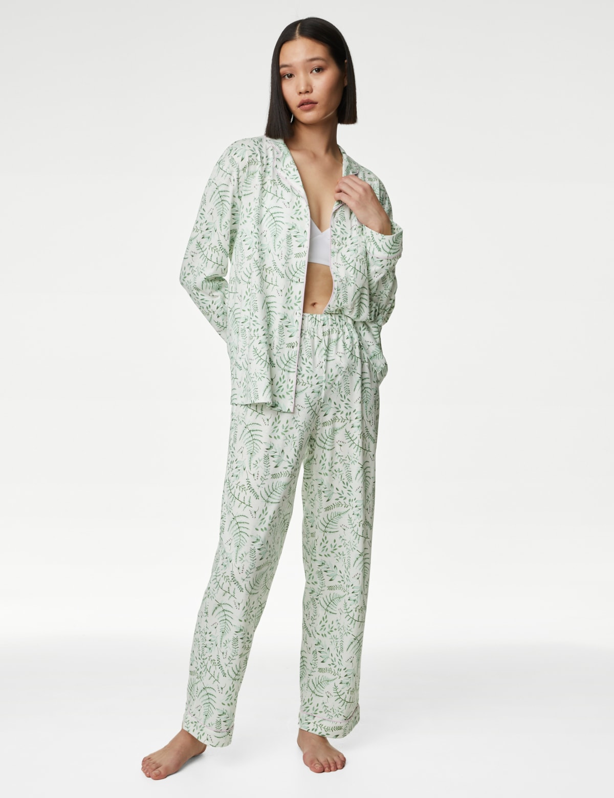 

Marks & Spencer Cool Comfort™ Cotton Modal Printed Pyjama Set (FEMALE, GREEN MIX, S)