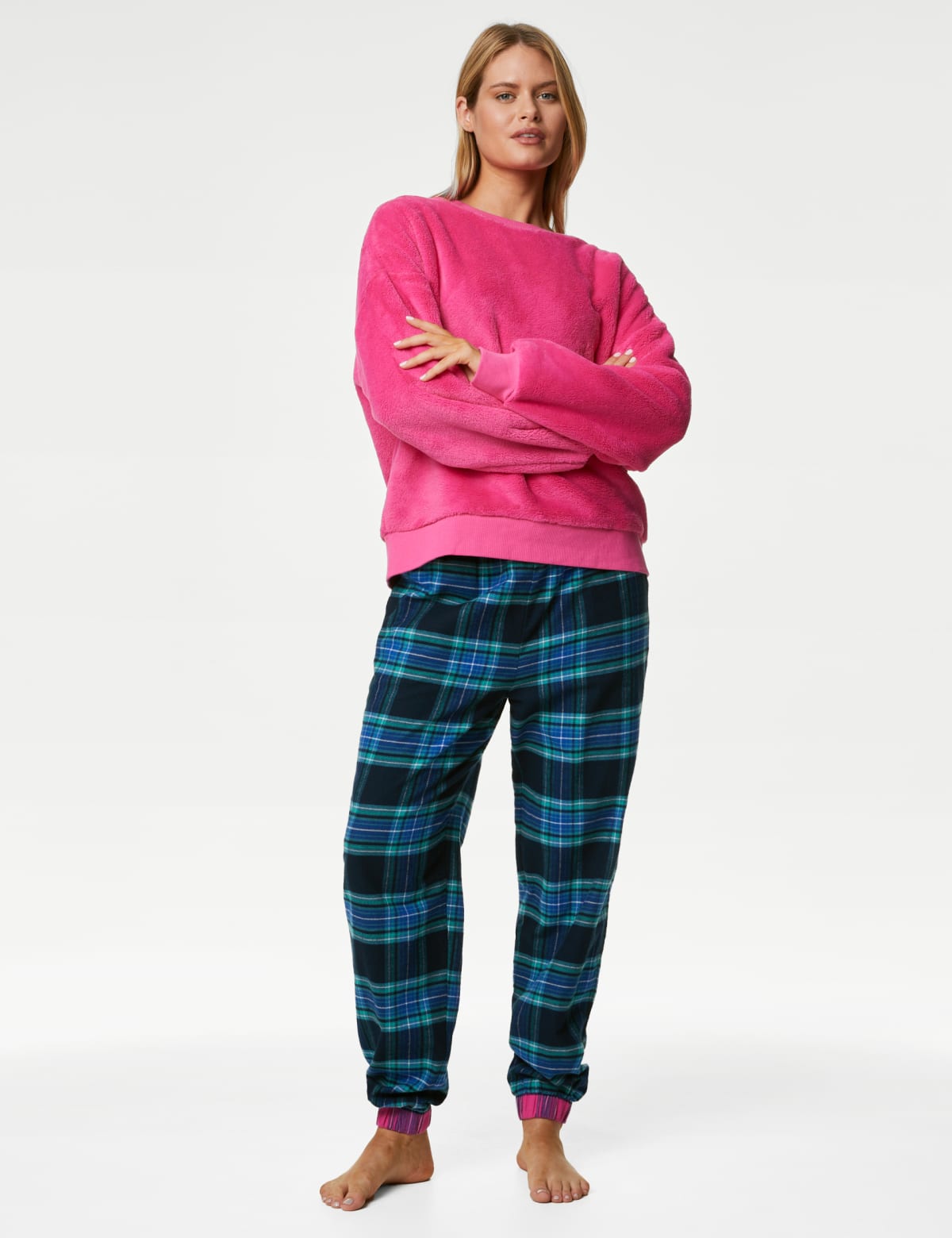 

Marks & Spencer Pure Cotton Checked Pyjama Bottoms (FEMALE, NAVY MIX, 10-REG)