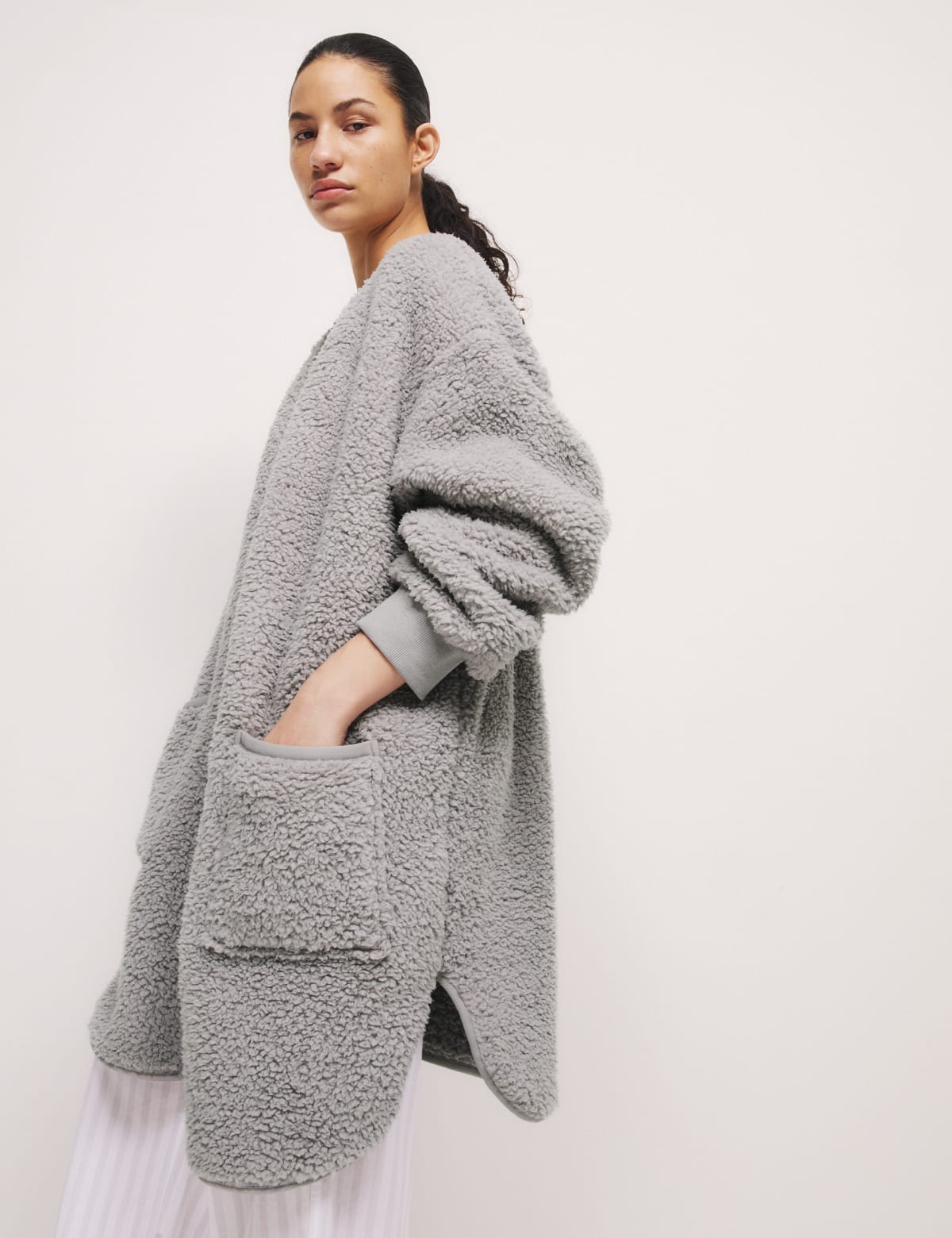 

Marks & Spencer Teddy Fleece Dressing Gown (FEMALE, SILVER GREY, XS)