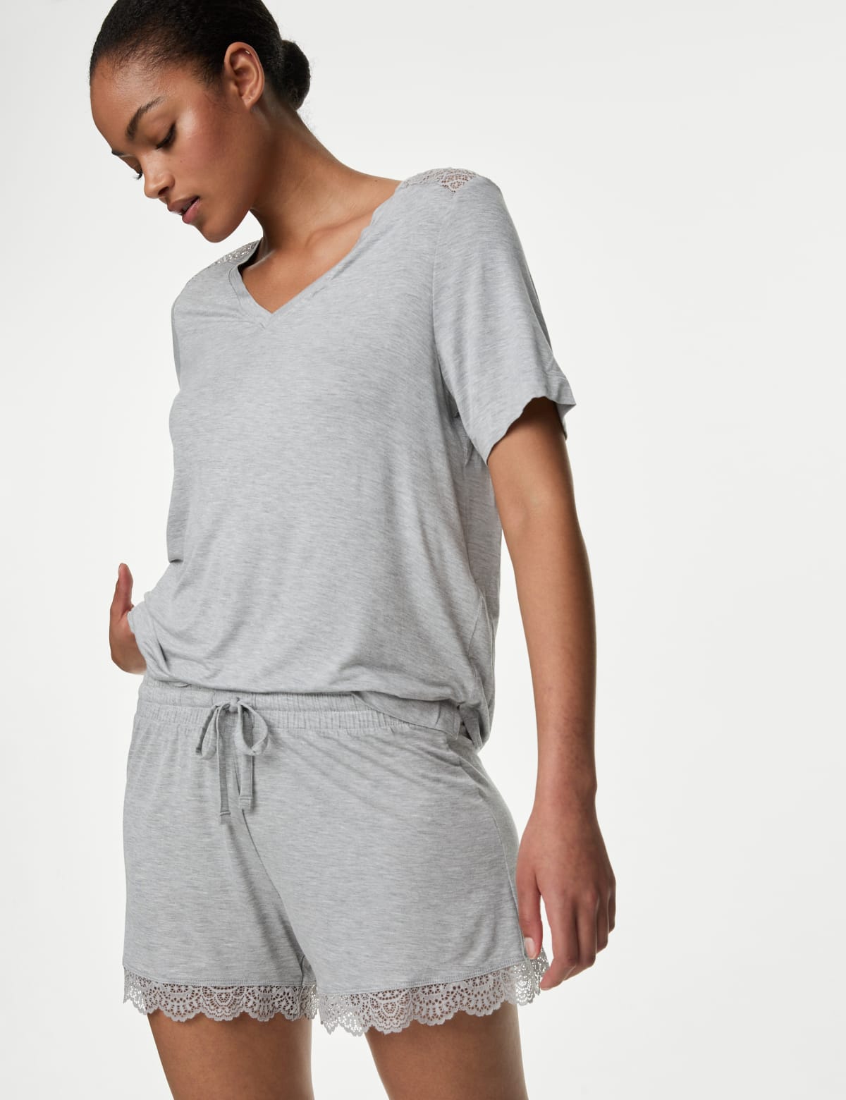 

Marks & Spencer Body Soft™ Lace Trim Pyjama Shorts (FEMALE, GREY, L)