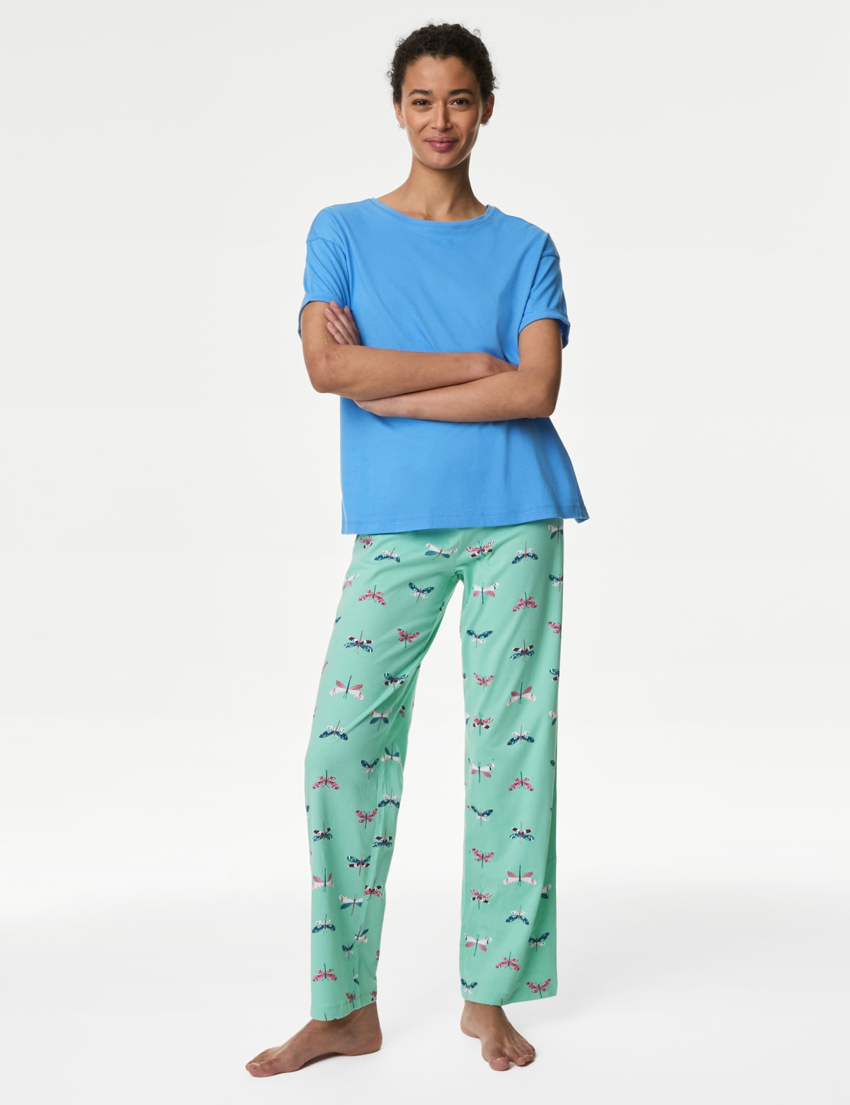 

Marks & Spencer Pure Cotton Dragonfly Pyjama Set (FEMALE, MID BLUE, S)