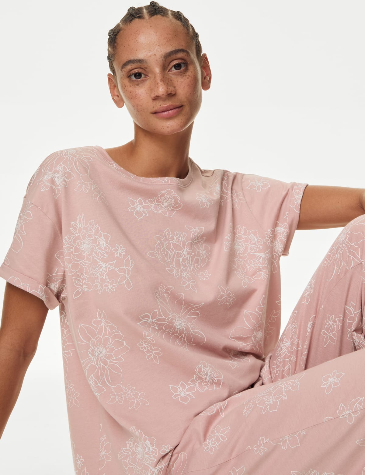 

Marks & Spencer Pure Cotton Printed Pyjama Set (FEMALE, PINK MIX, M)