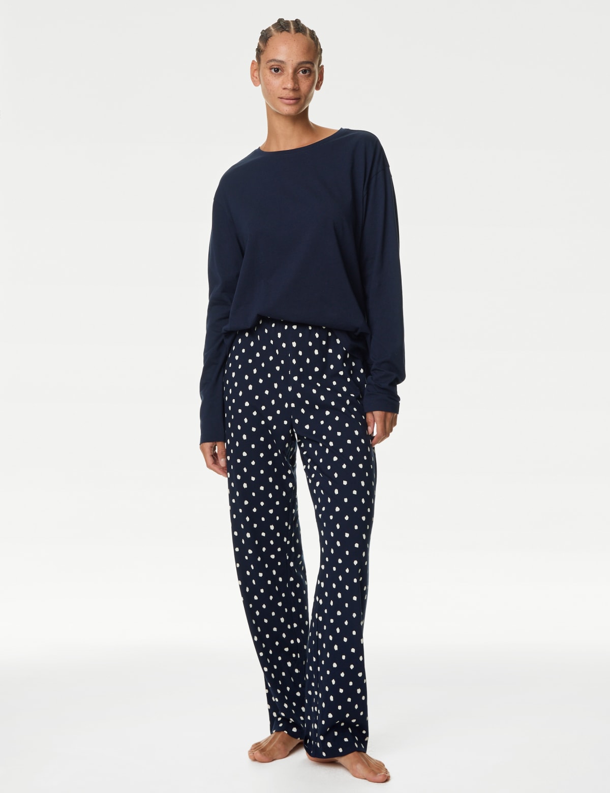 

Marks & Spencer Pure Cotton Printed Pyjama Set (FEMALE, NAVY MIX, M)