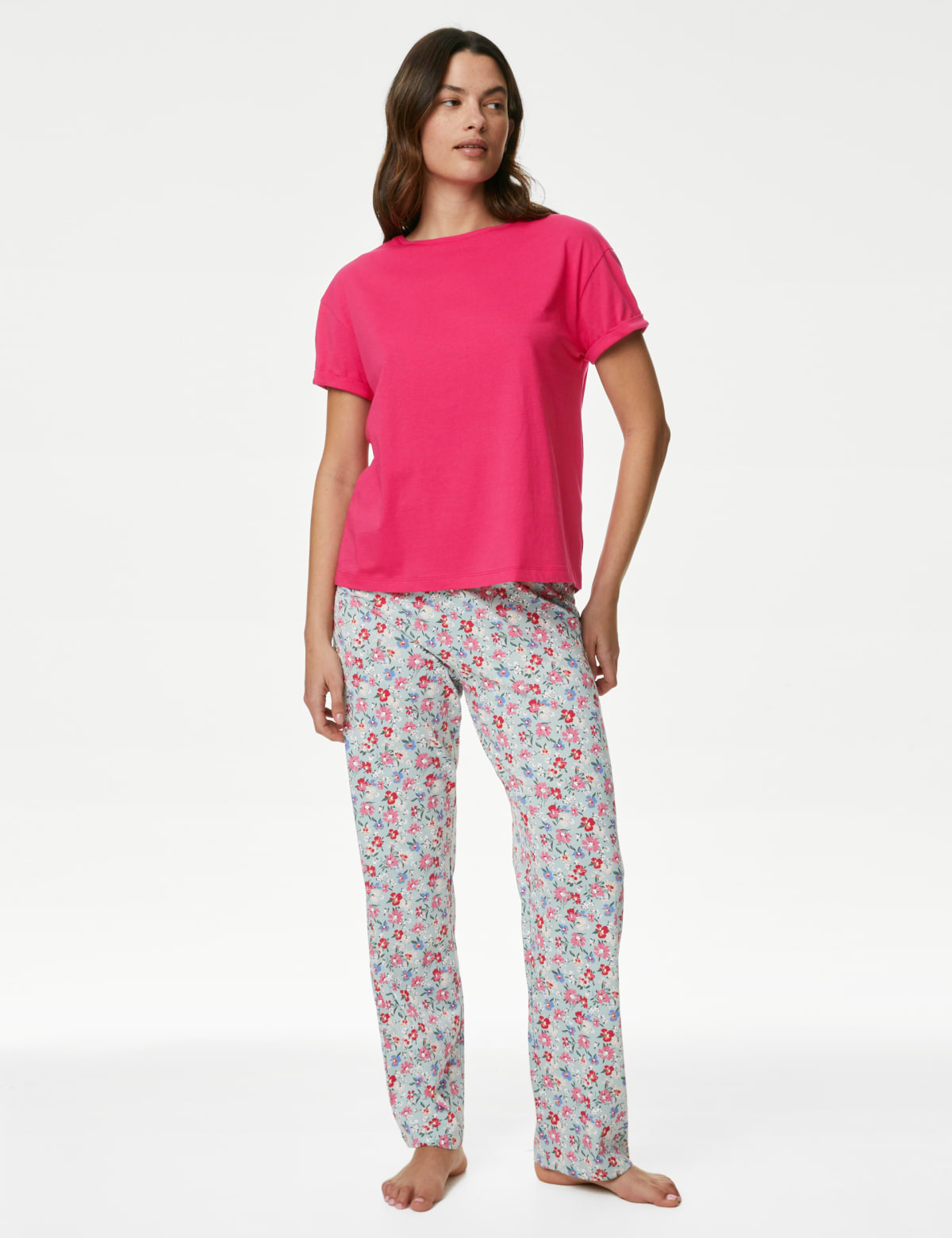 

Marks & Spencer Pure Cotton Floral Print Pyjama Set (FEMALE, GERANIUM, XS)