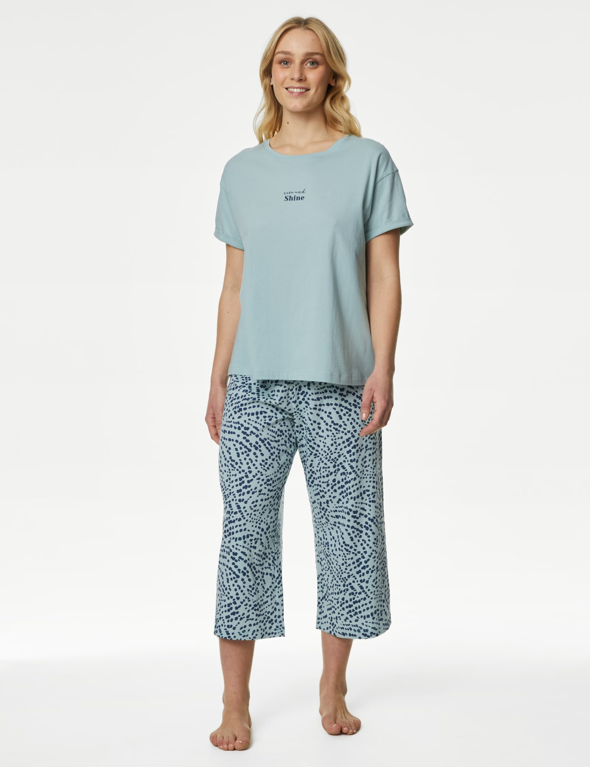 

Marks & Spencer Cotton Rich Crop Leg Pyjama Set (FEMALE, DUSTED MINT, L)