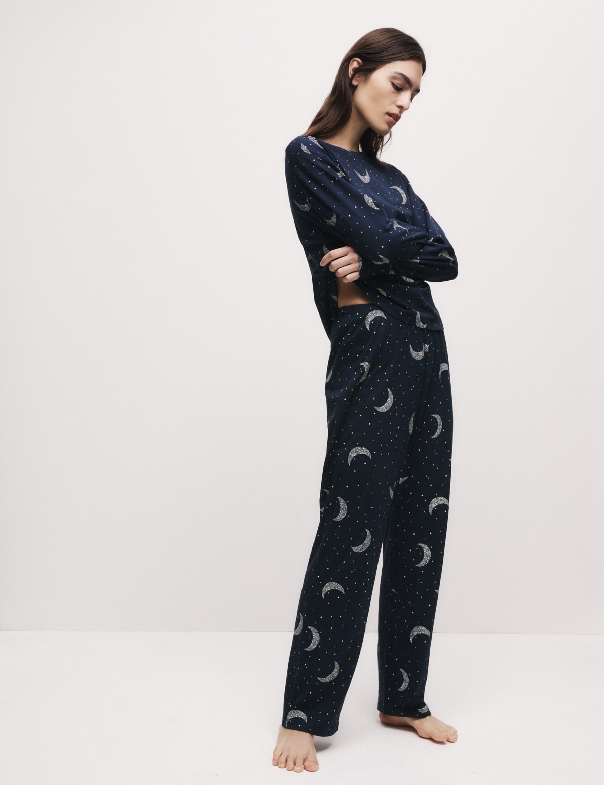 

Marks & Spencer Cotton Rich Print Pyjama Set (FEMALE, DARK BLUE, XS)