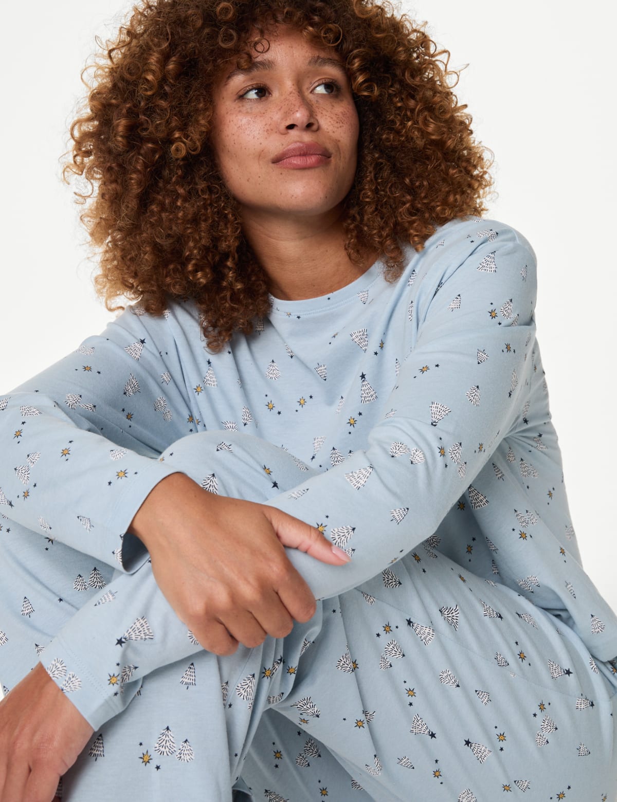 

Marks & Spencer Cotton Rich Print Pyjama Set (FEMALE, FADED BLUE, L)