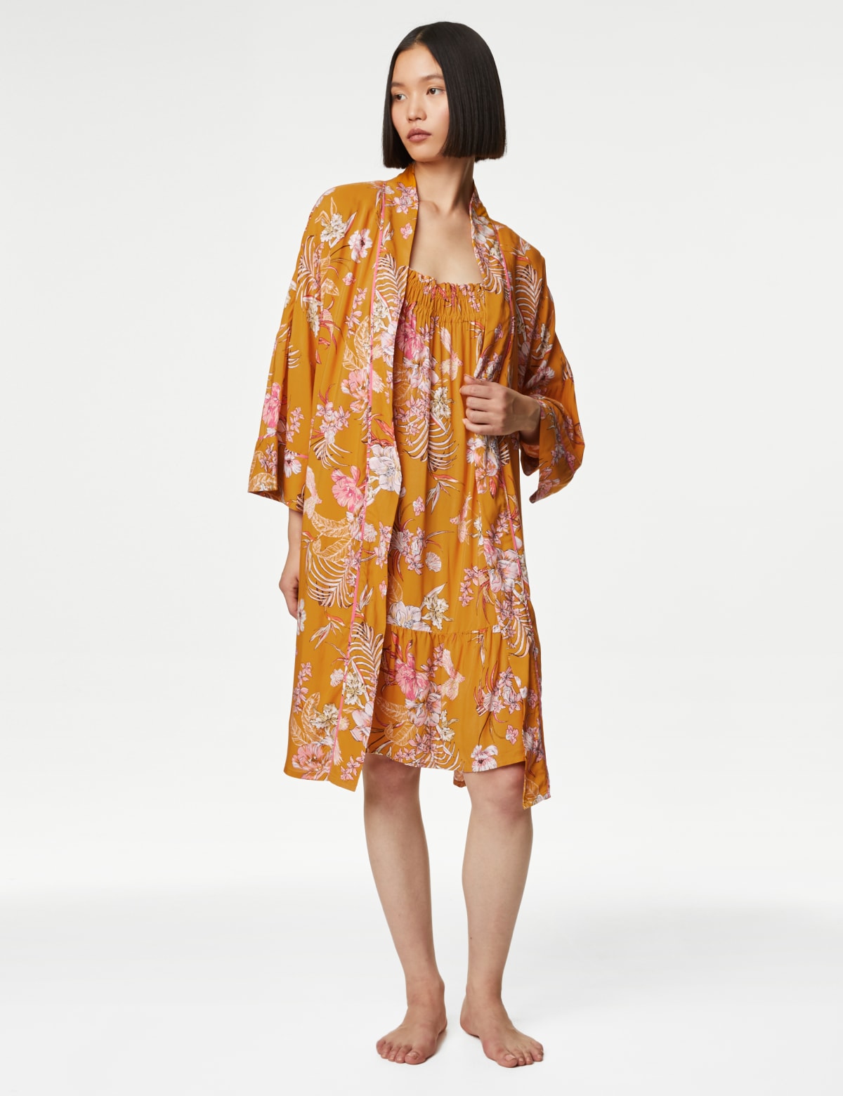 

Marks & Spencer Floral Print Dressing Gown (FEMALE, GOLD MIX, L)