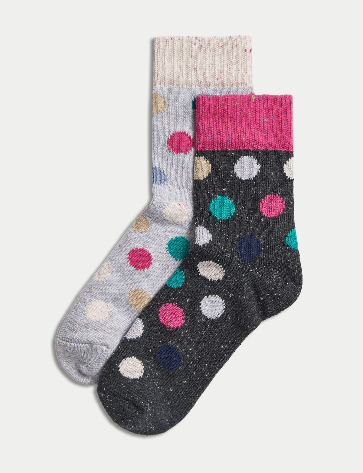 

Marks & Spencer 2pk Cotton Rich Spot Ankle High Socks (FEMALE, CHARCOAL MIX, 6-8)