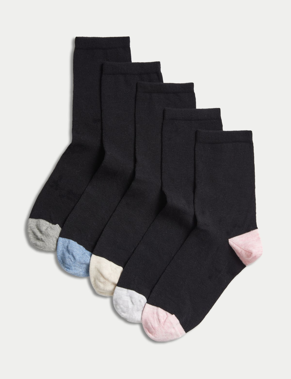 

Marks & Spencer 5pk Cotton Rich Seamless Toes Ankle High Socks (FEMALE, BLACK MIX)