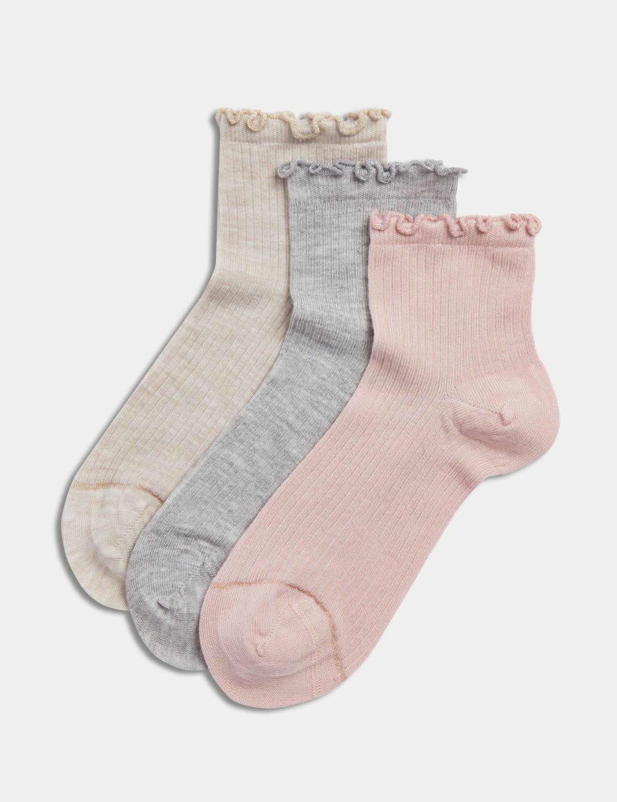 

Marks & Spencer 3pk Sumptuously Soft™ Ribbed Anklets (FEMALE, PINK MIX)