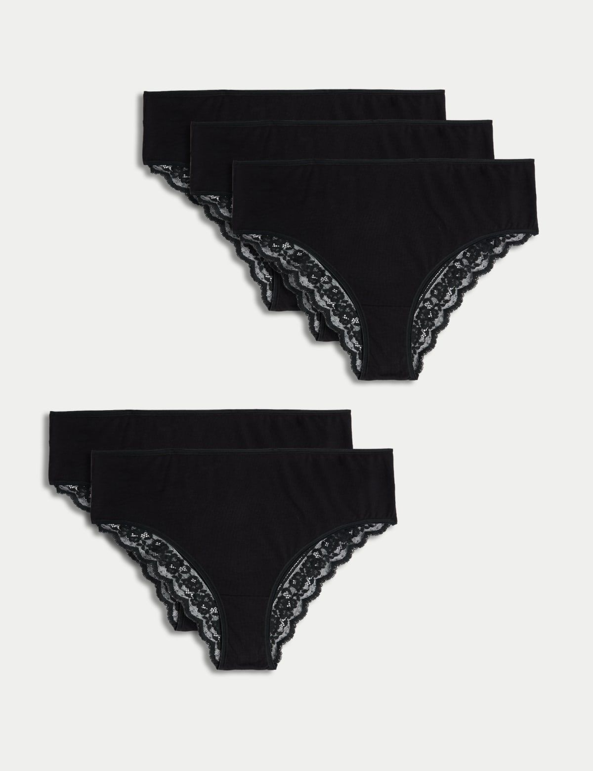 

Marks & Spencer 5pk Cotton & Lace High Waisted Brazilian Knickers (FEMALE, BLACK, 6)