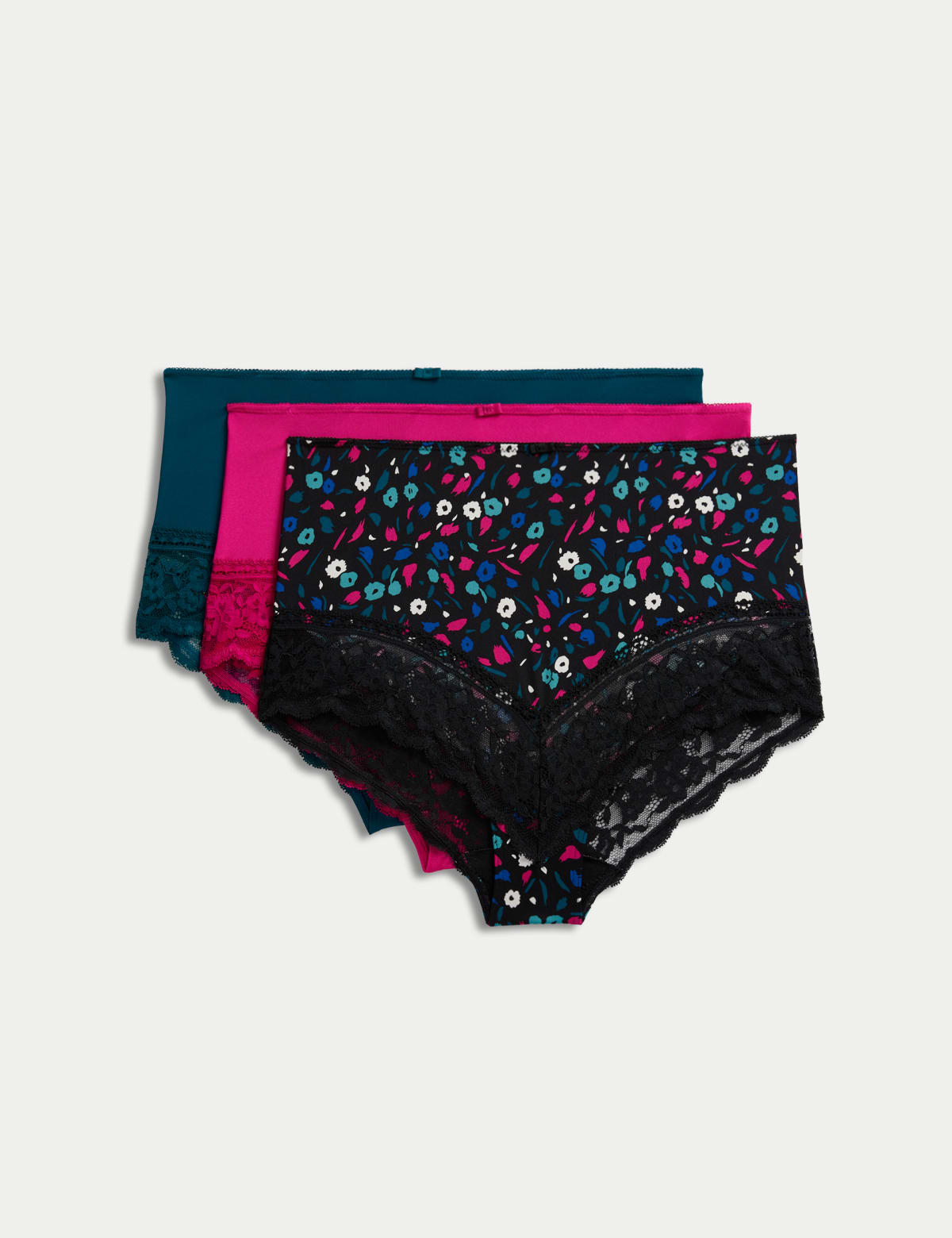 

Marks & Spencer 3pk Lace Trim Full Briefs (FEMALE, TURQUOISE MIX, 18)