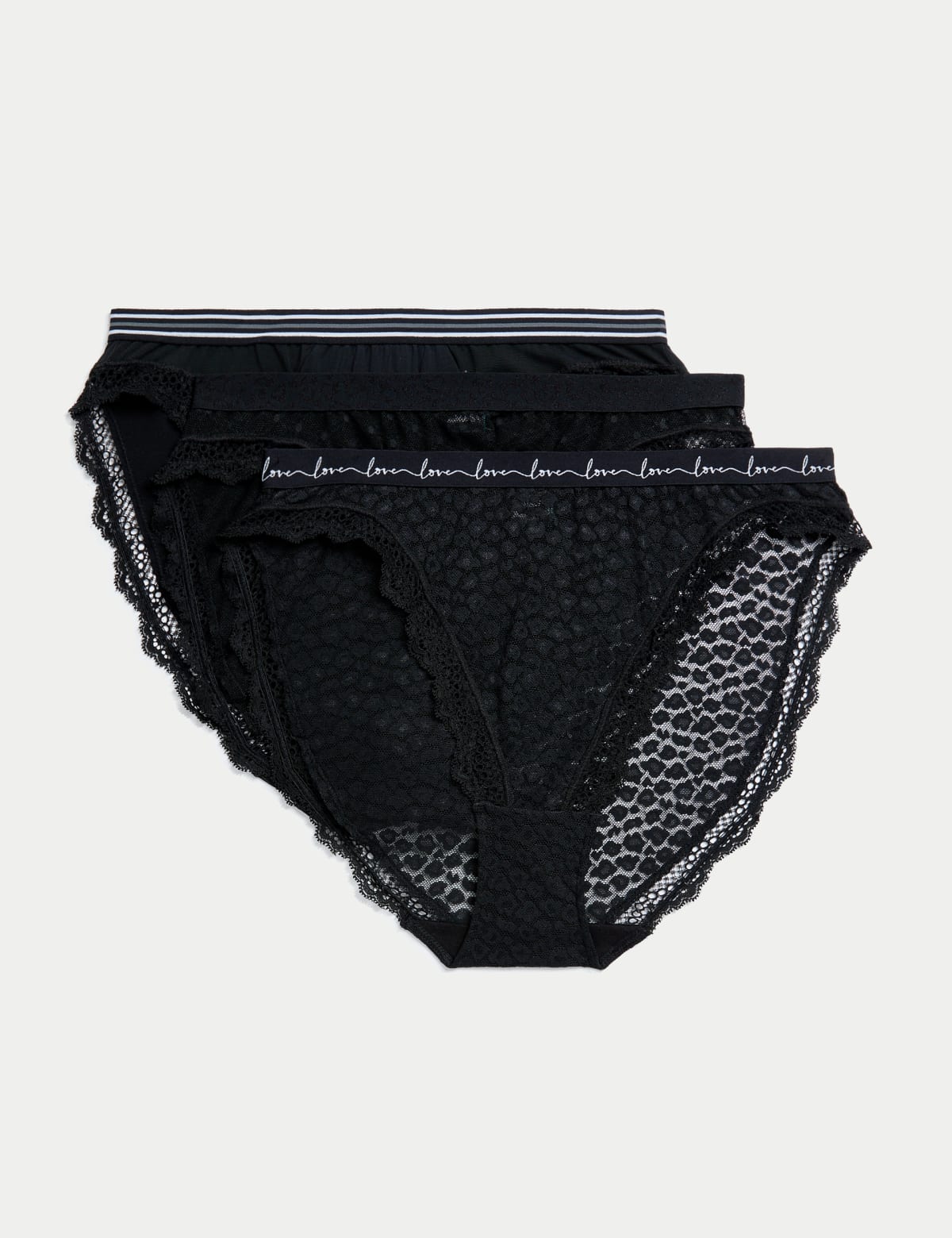 

Marks & Spencer 3pk Mesh & Lace High Leg Knickers (FEMALE, BLACK, 18)