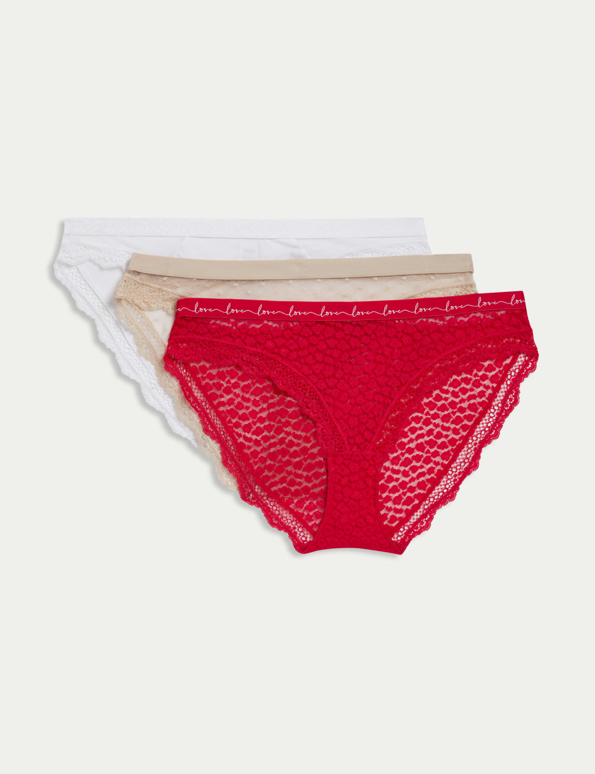 

Marks & Spencer 3pk Lace & Mesh Bikini Knickers (FEMALE, GERANIUM, 12)