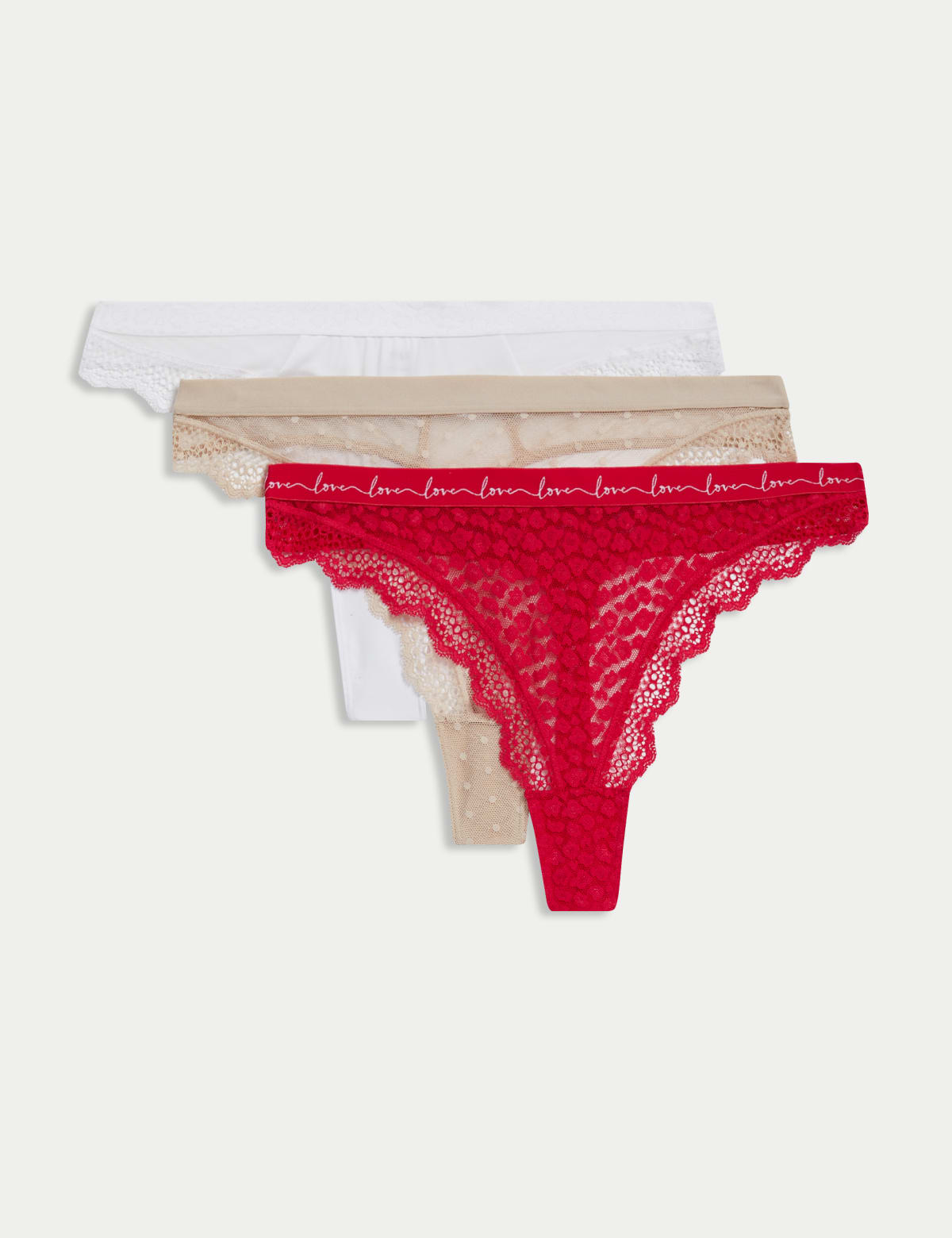 

Marks & Spencer 3pk Mesh & Lace Thongs (FEMALE, GERANIUM, 10)