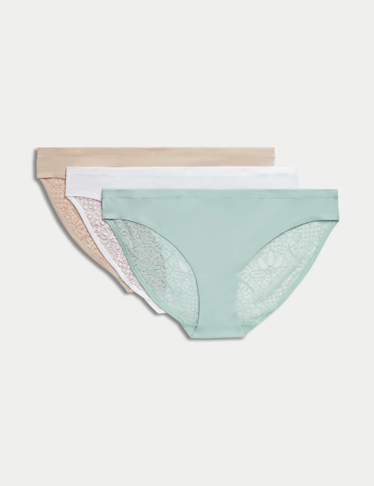 

Marks & Spencer 3pk Body Soft™ Lace Bikini Knickers (FEMALE, DUSTED MINT, 6)