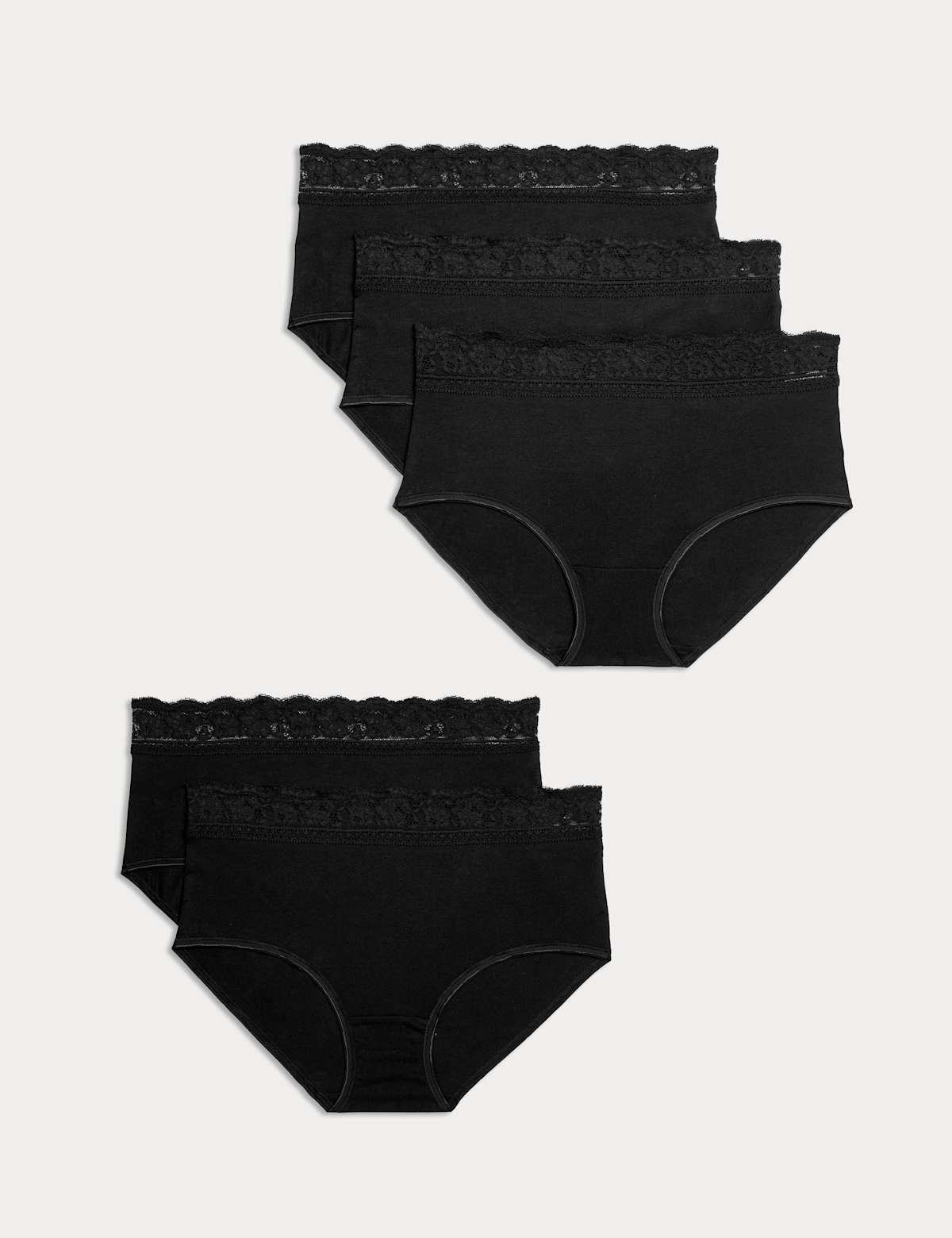 

Marks & Spencer 5pk Cotton Lycra® & Lace Full Briefs (FEMALE, BLACK, 10)