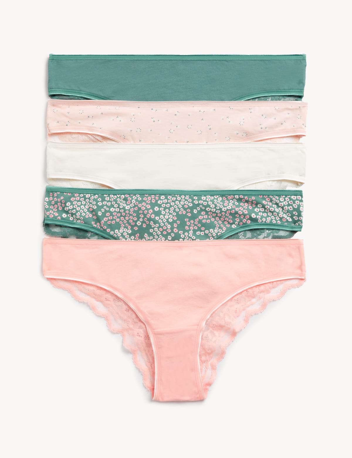 

Marks & Spencer 5pk Cotton Rich Printed Brazilian Knickers (FEMALE, WILLOW GREEN, 10)