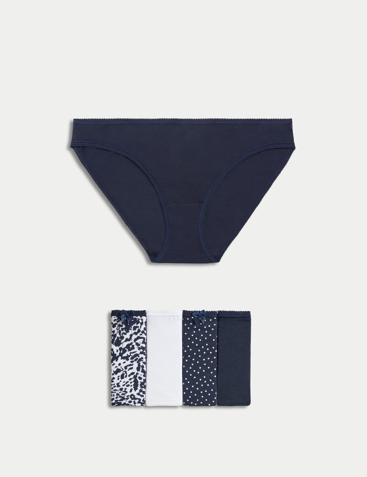 

Marks & Spencer 5pk Cotton Lycra™ Printed Bikini Knickers (FEMALE, NAVY MIX, 14)