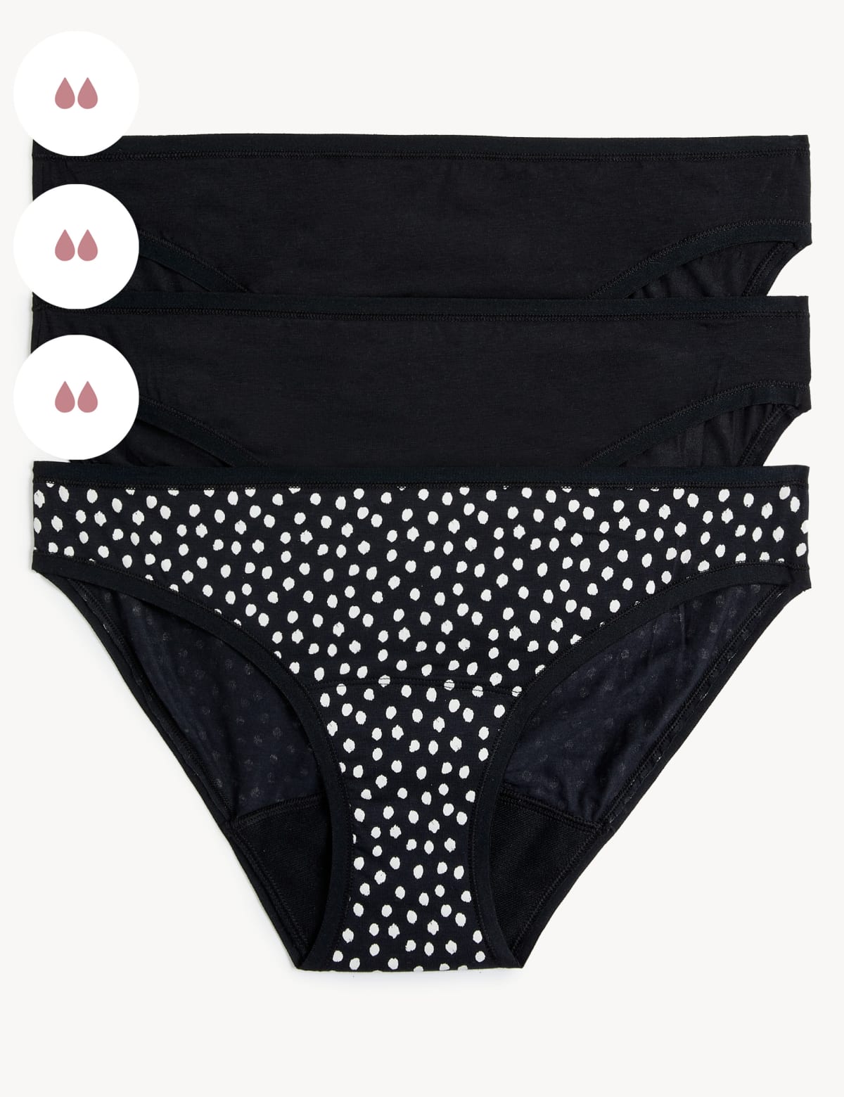 

Marks & Spencer 3pk Moderate Absorbency Period Bikini Knickers (FEMALE, BLACK MIX, 14)