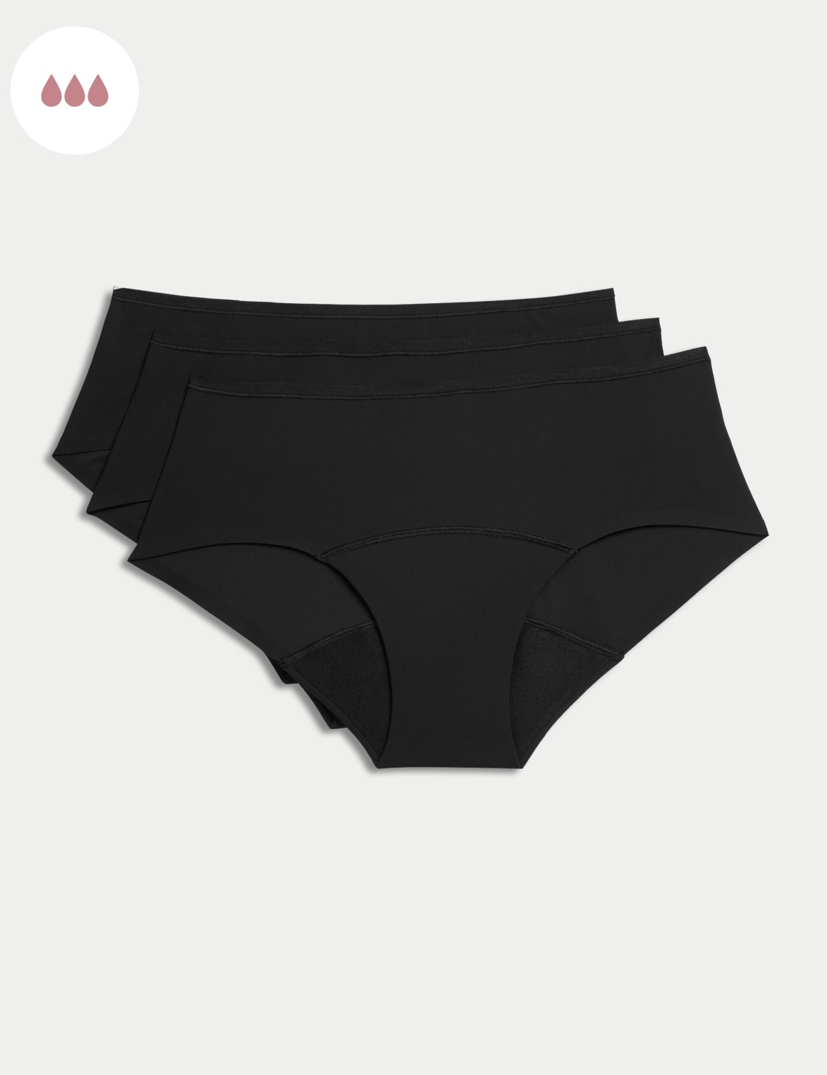 

Marks & Spencer 3pk No VPL Heavy Absorbency Period Knicker Shorts (FEMALE, BLACK, 6)