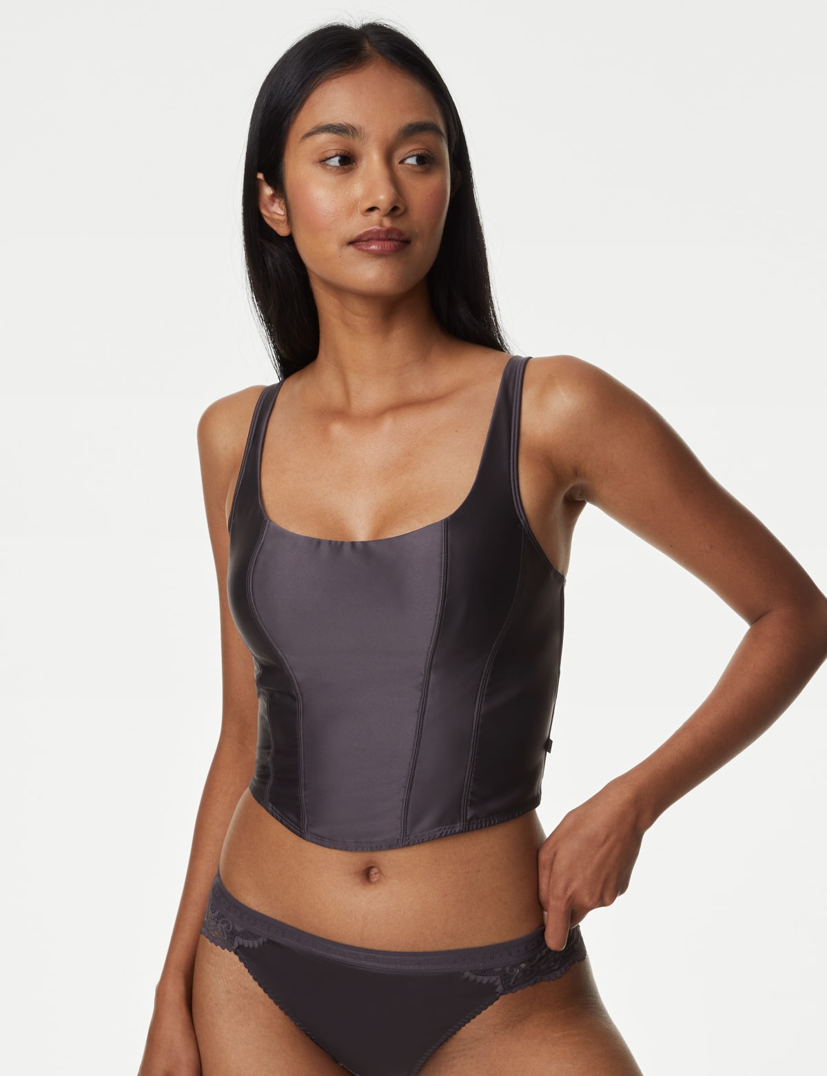 

Marks & Spencer Satin Non Wired Corset (FEMALE, CARBON, S)