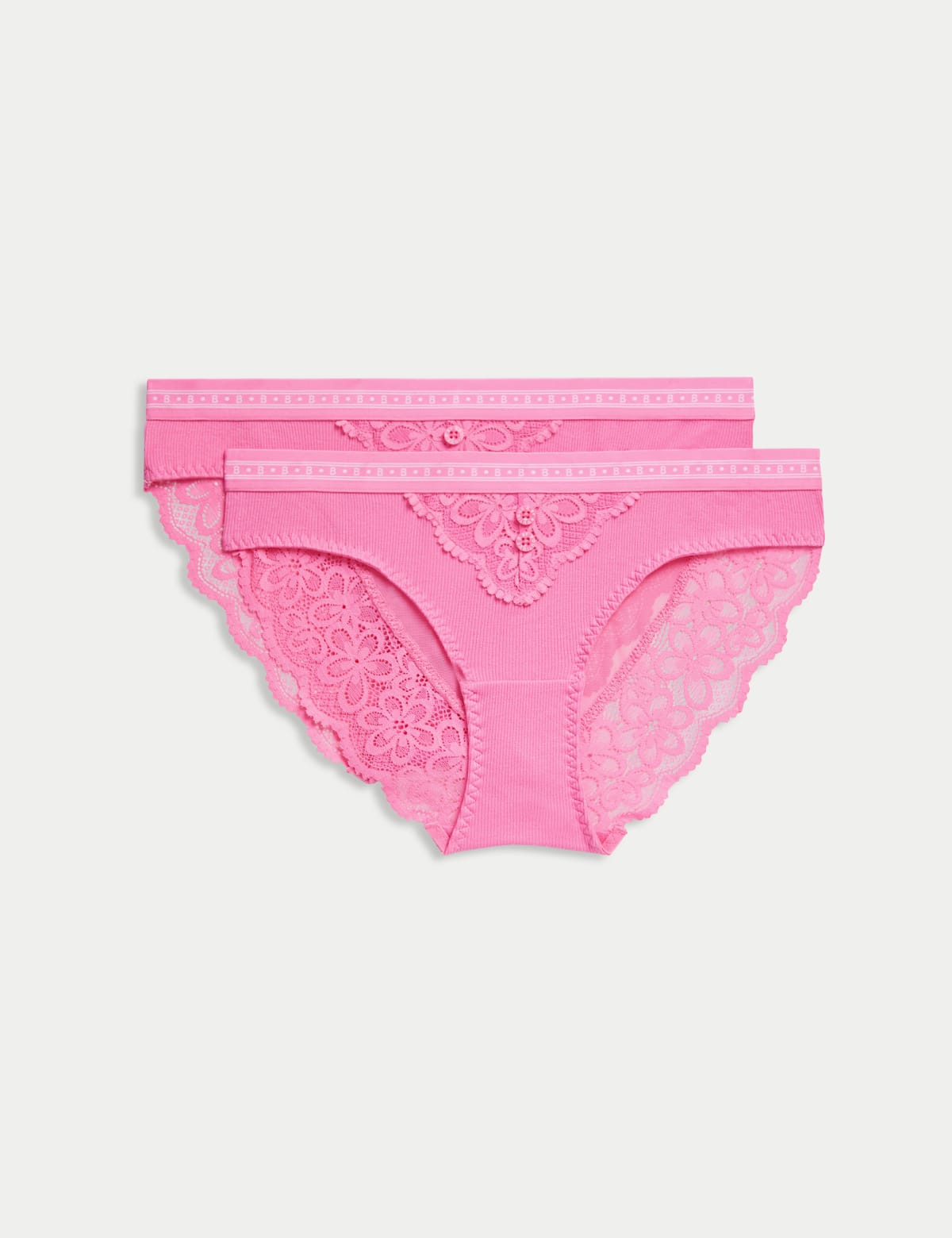 

Marks & Spencer 2pk Ebba Ribbed Bikini Knickers (FEMALE, SHOCKING PINK, S)