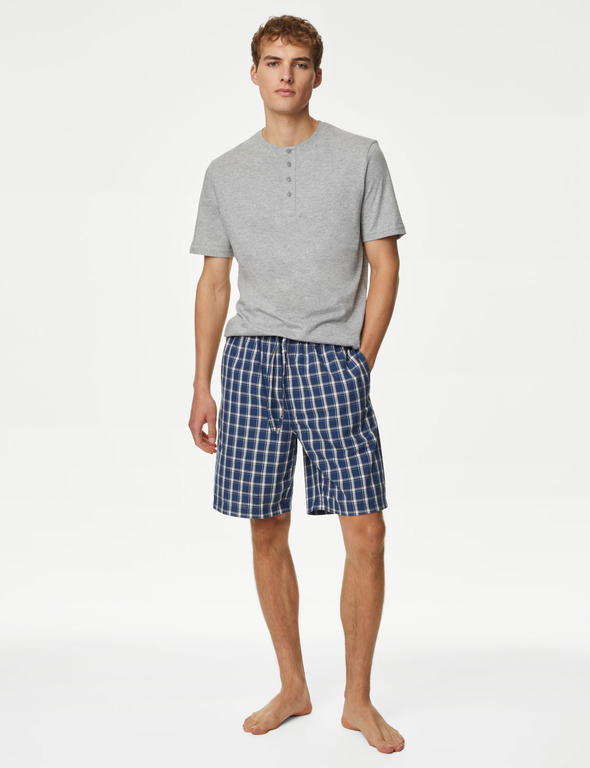 

Marks & Spencer Pure Cotton Checked Pyjama Set (MALE, GREY MIX, L)