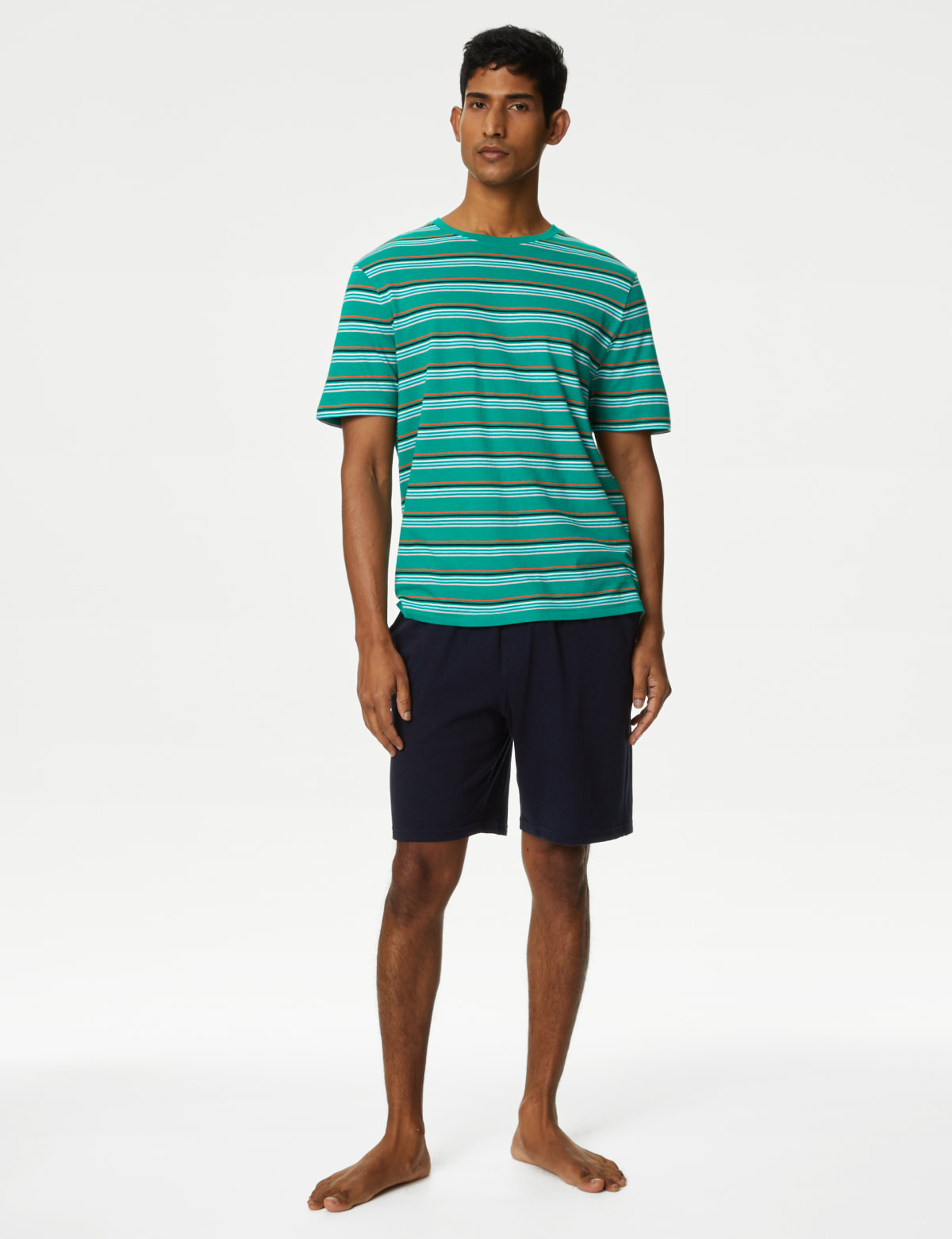 

Marks & Spencer Pure Cotton Striped Pyjama Set (MALE, GREEN MIX, XL)