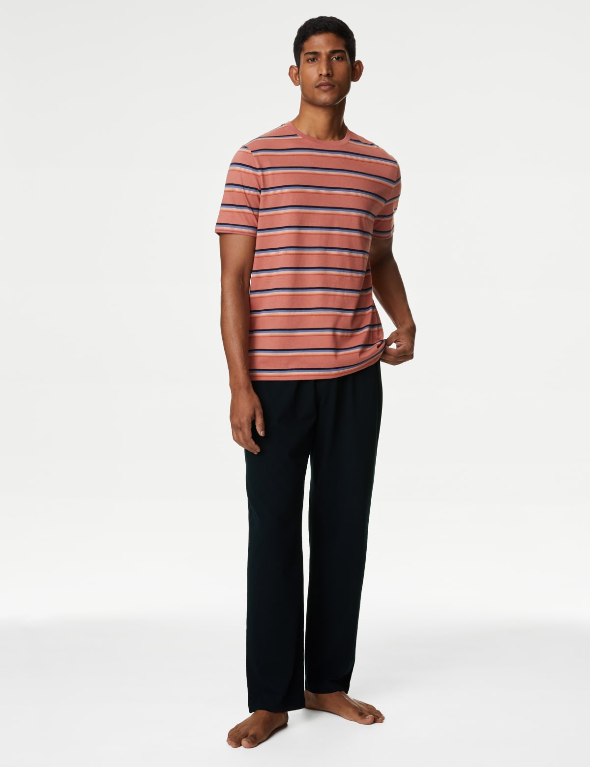 

Marks & Spencer Pure Cotton Striped Pyjama Set (MALE, TERRACOTTA MIX, XXL)
