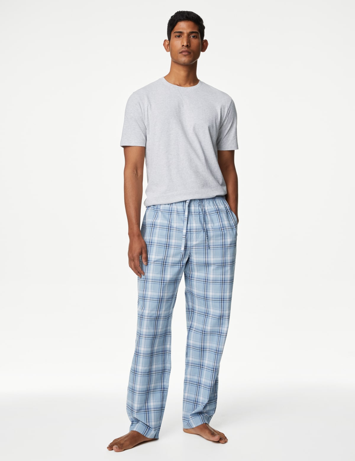 

Marks & Spencer Pure Cotton Checked Pyjama Set (MALE, BLUE MIX, L)