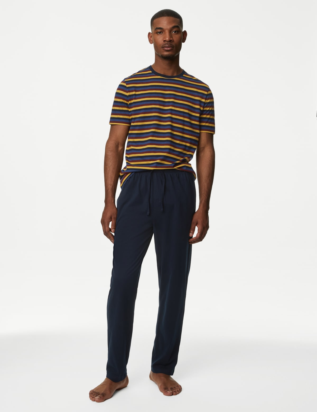 

Marks & Spencer Pure Cotton Striped Pyjama Set (MALE, NAVY MIX, XL)
