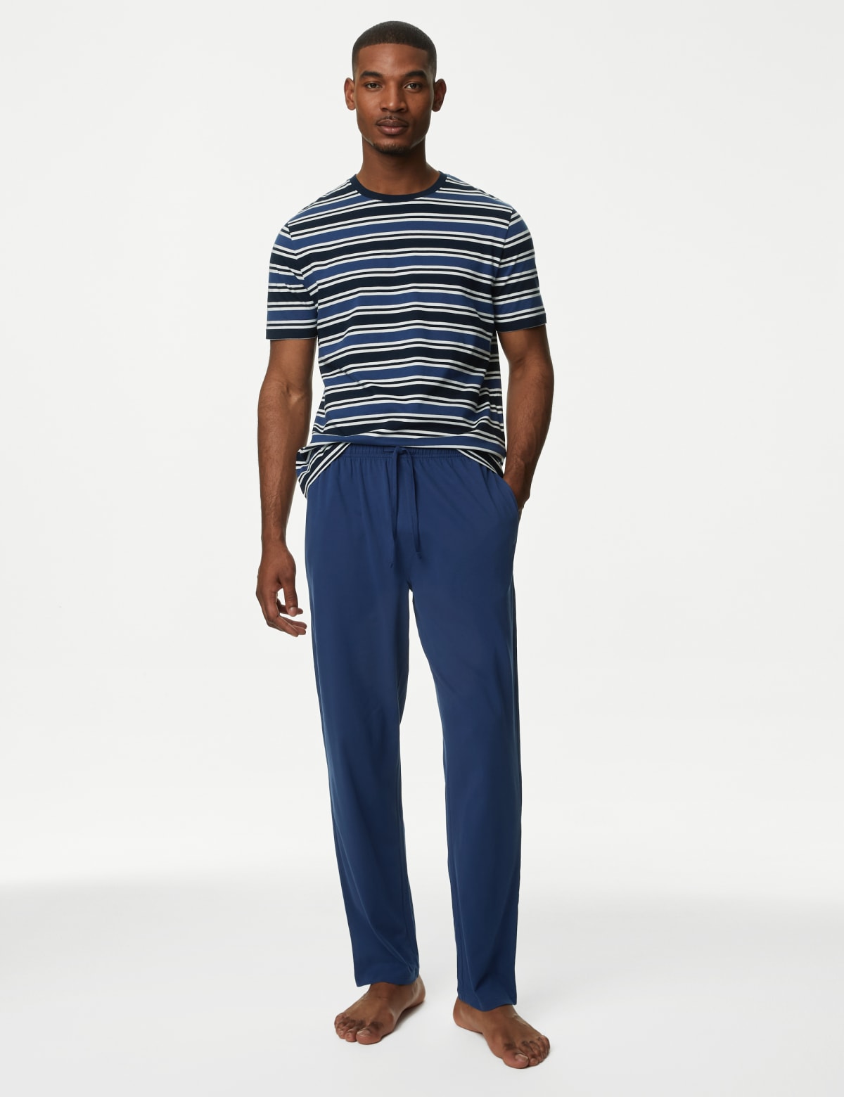 

Marks & Spencer Pure Cotton Striped Pyjama Set (MALE, BLUE MIX, M)