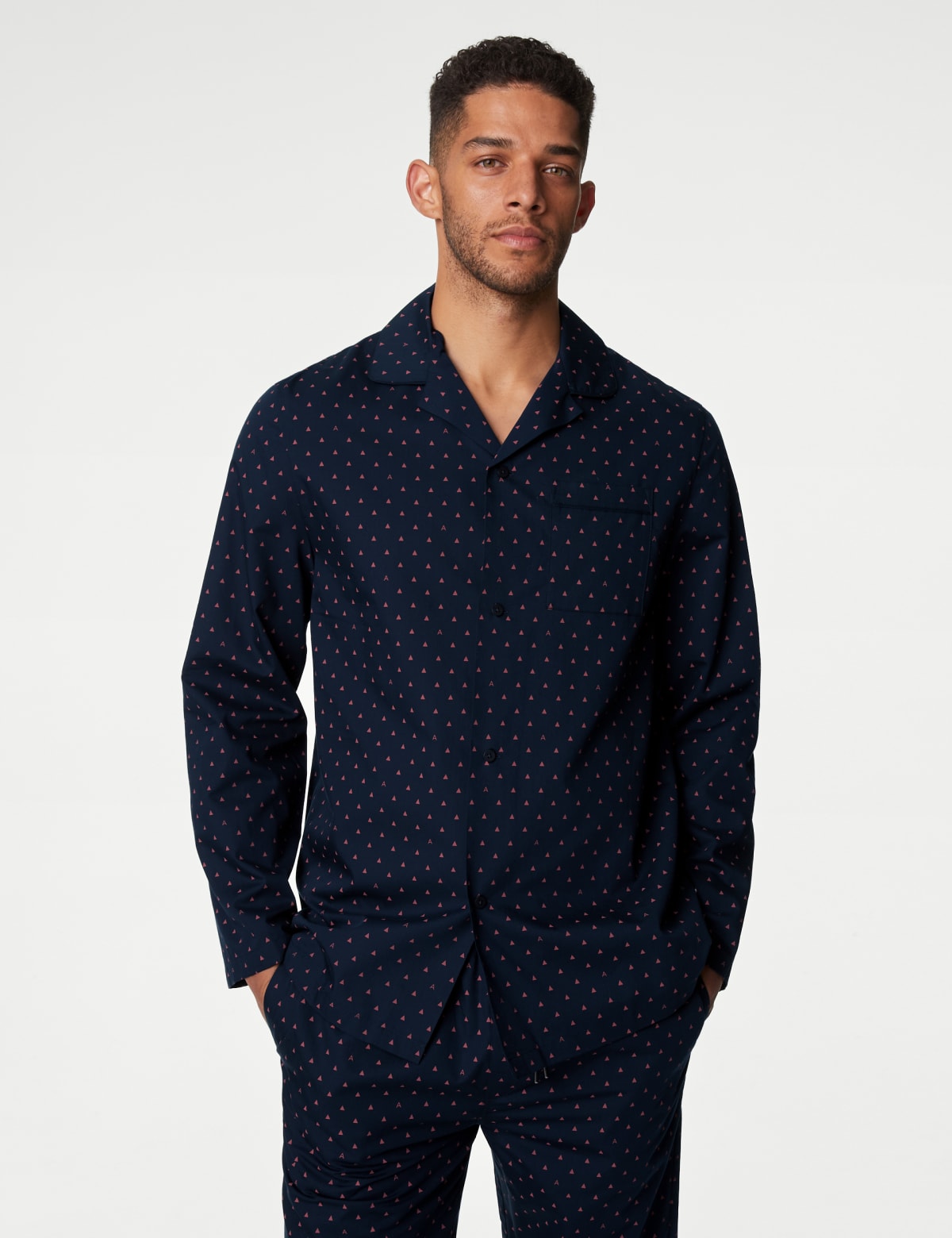 

Marks & Spencer Supima® Cotton Rich Geometric Pyjama Top (MALE, NAVY MIX, L)