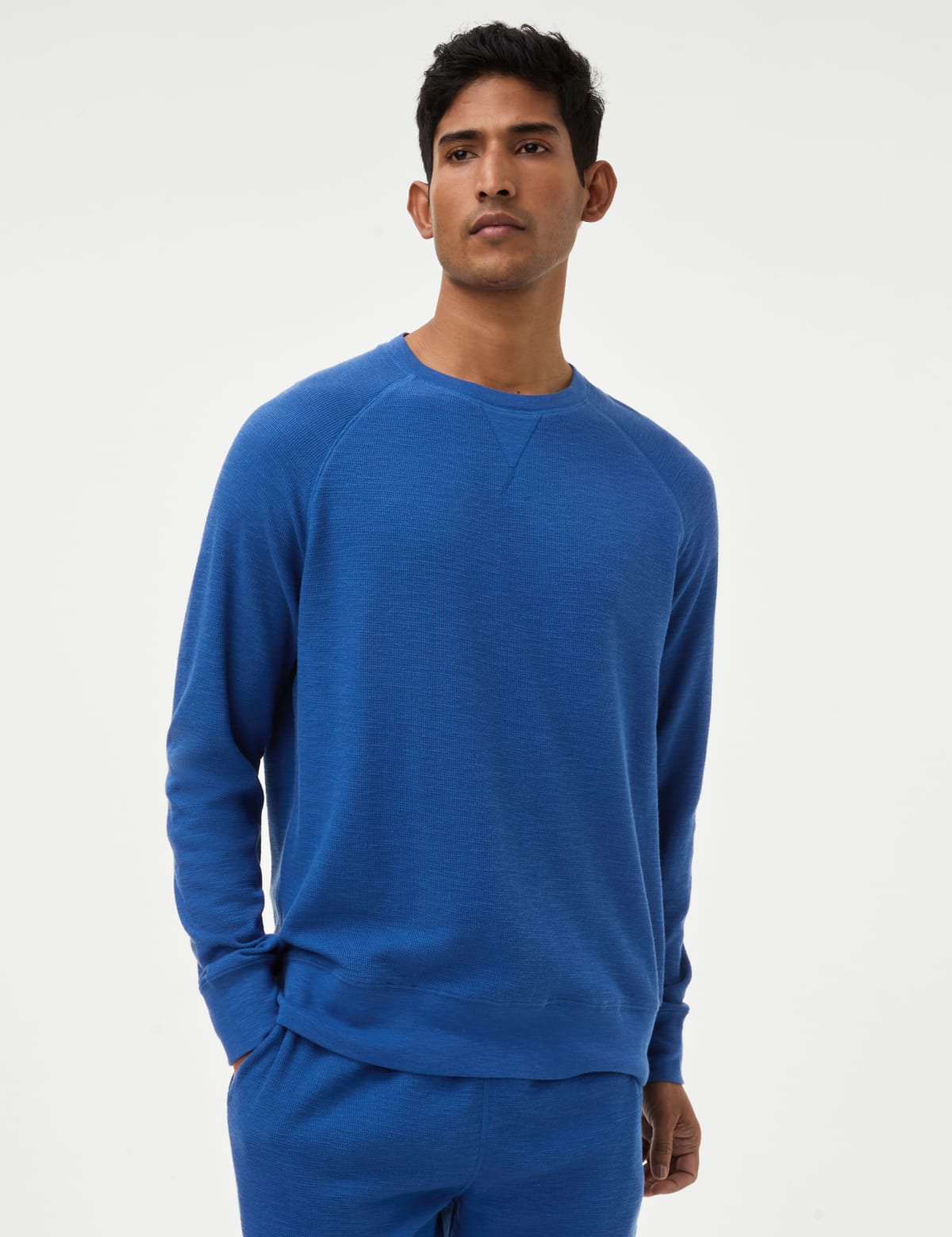 

Marks & Spencer Pure Cotton Waffle Loungewear Sweatshirt (MALE, BRIGHT BLUE, L)