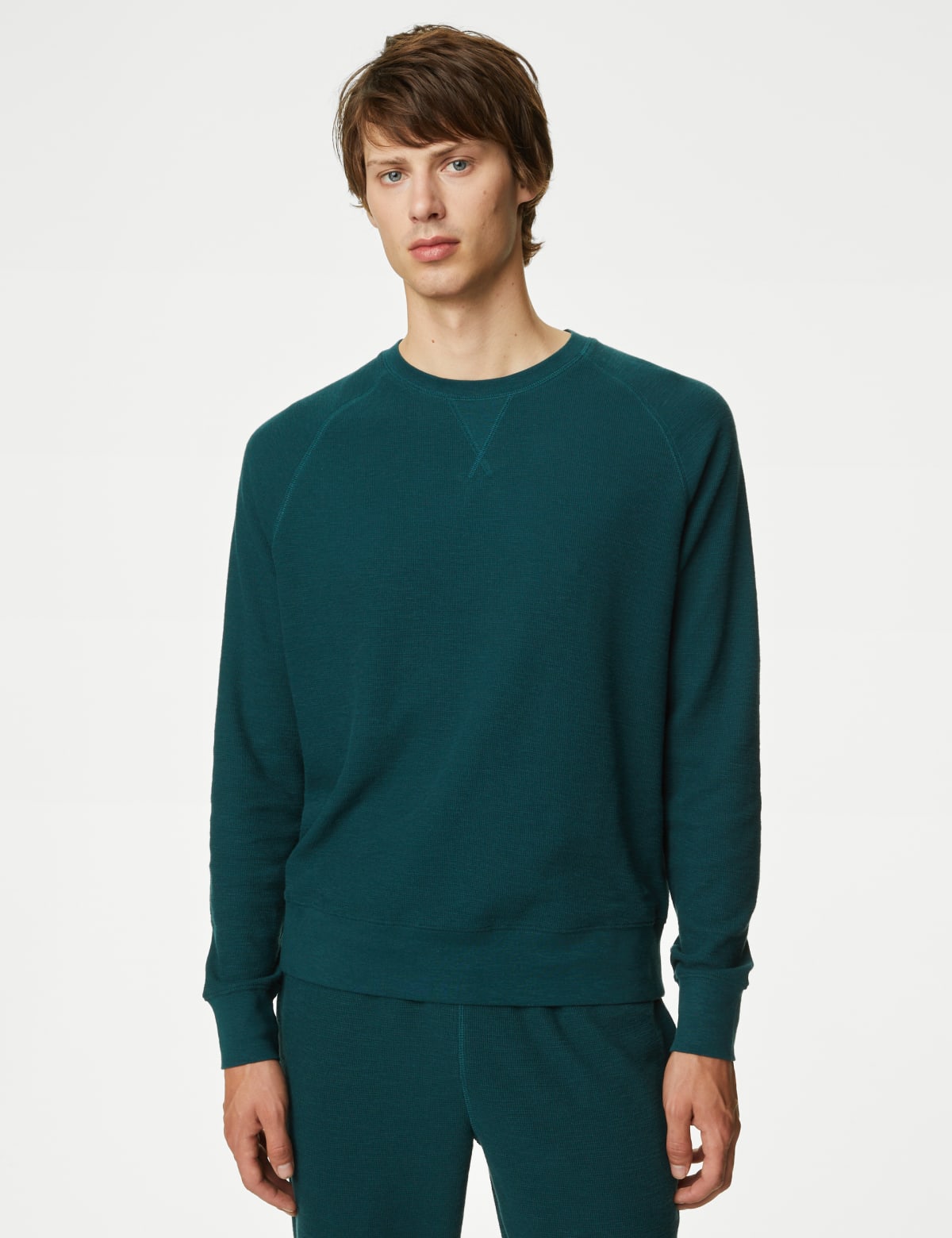 

Marks & Spencer Pure Cotton Waffle Loungewear Sweatshirt (MALE, DARK GREEN, XXL)