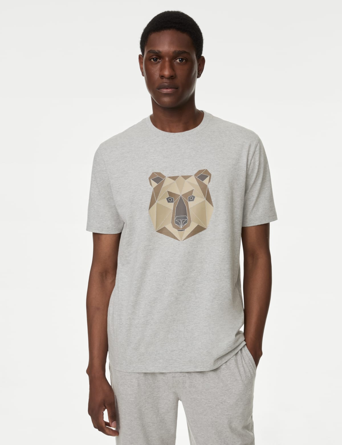 

Marks & Spencer Pure Cotton Bear Graphic T-shirt (MALE, GREY MIX, XL)