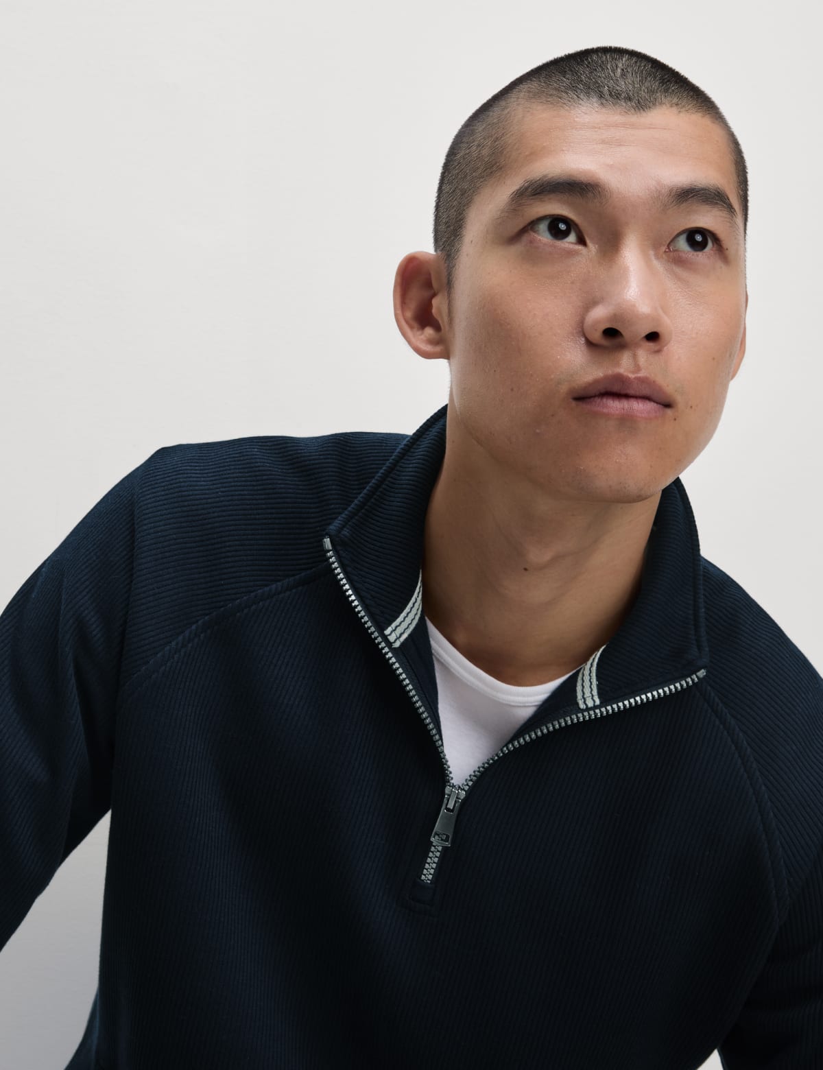 

Marks & Spencer Cotton Blend Half Zip Loungewear Top (MALE, NAVY, M)