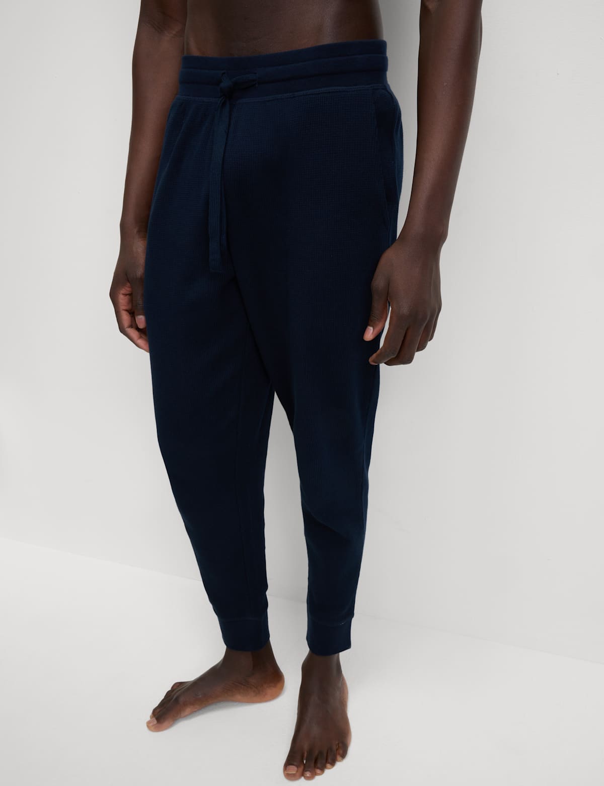 

Marks & Spencer Pure Cotton Waffle Loungewear Bottoms (MALE, NAVY, M)