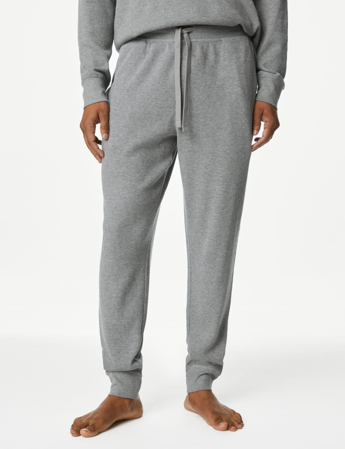 

Marks & Spencer Pure Cotton Waffle Loungewear Bottoms (MALE, GREY, L)