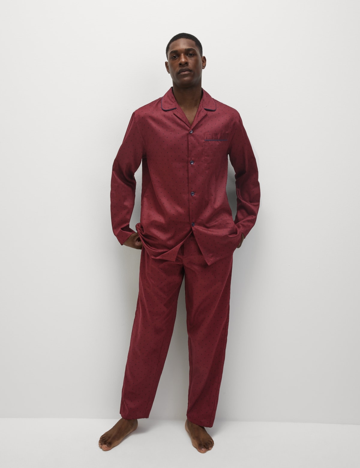 

Marks & Spencer Pure Cotton Polka Dot Pyjama Set (MALE, BURGUNDY MIX, M)