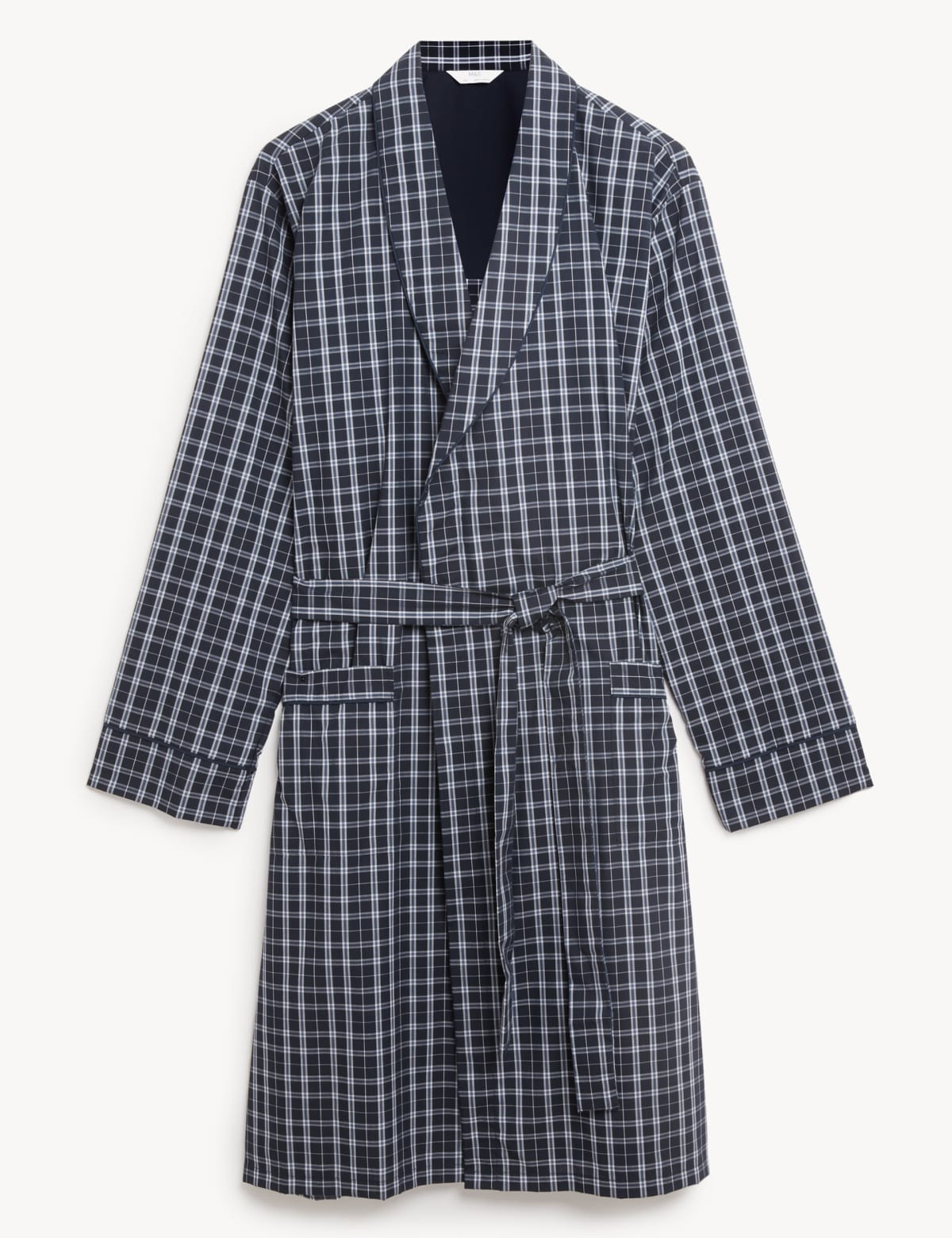 

Marks & Spencer Cotton Blend Checked Dressing Gown (MALE, BLUE MIX, S)