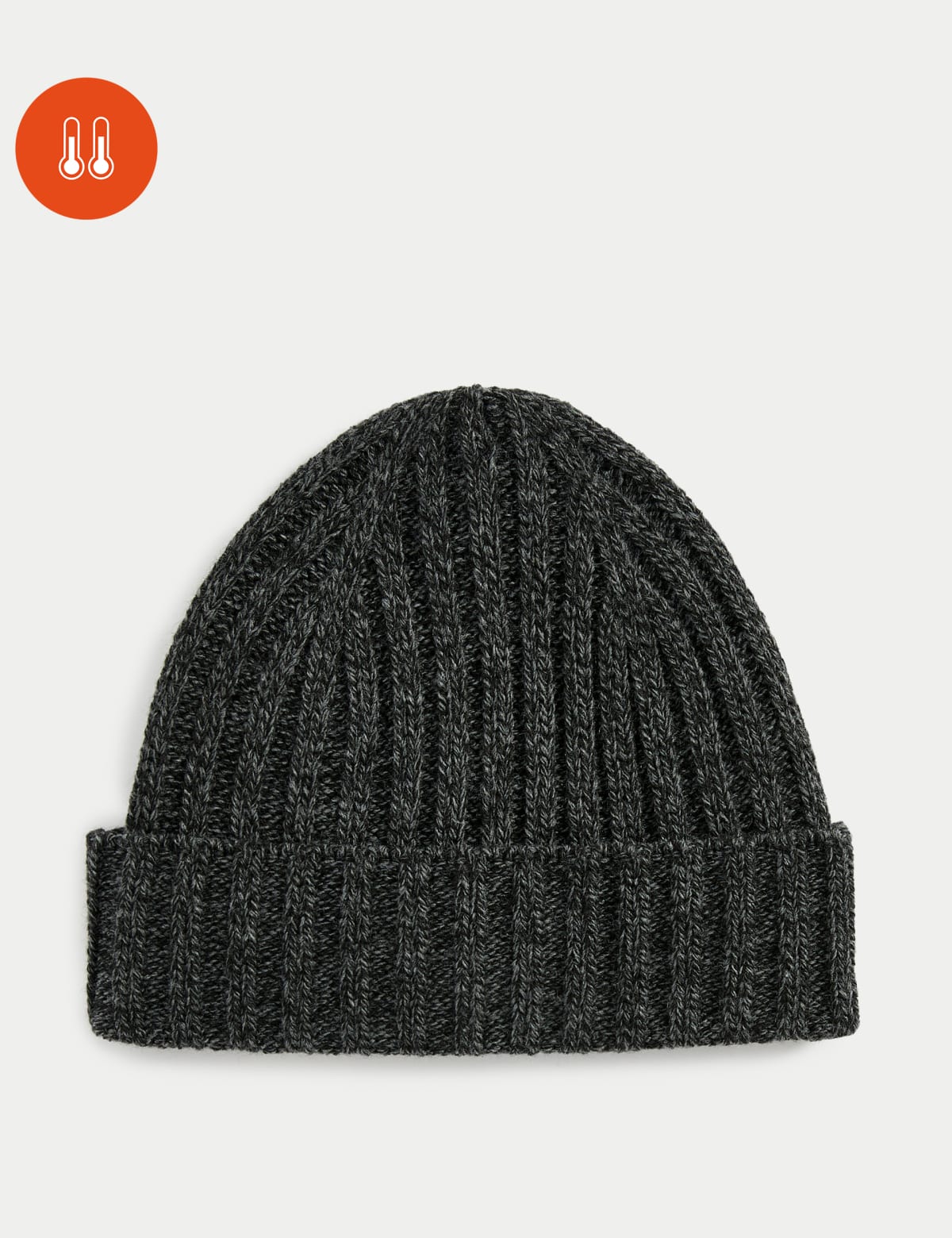 

Marks & Spencer Ribbed Knitted Beanie Hat (MALE, CHARCOAL MIX)