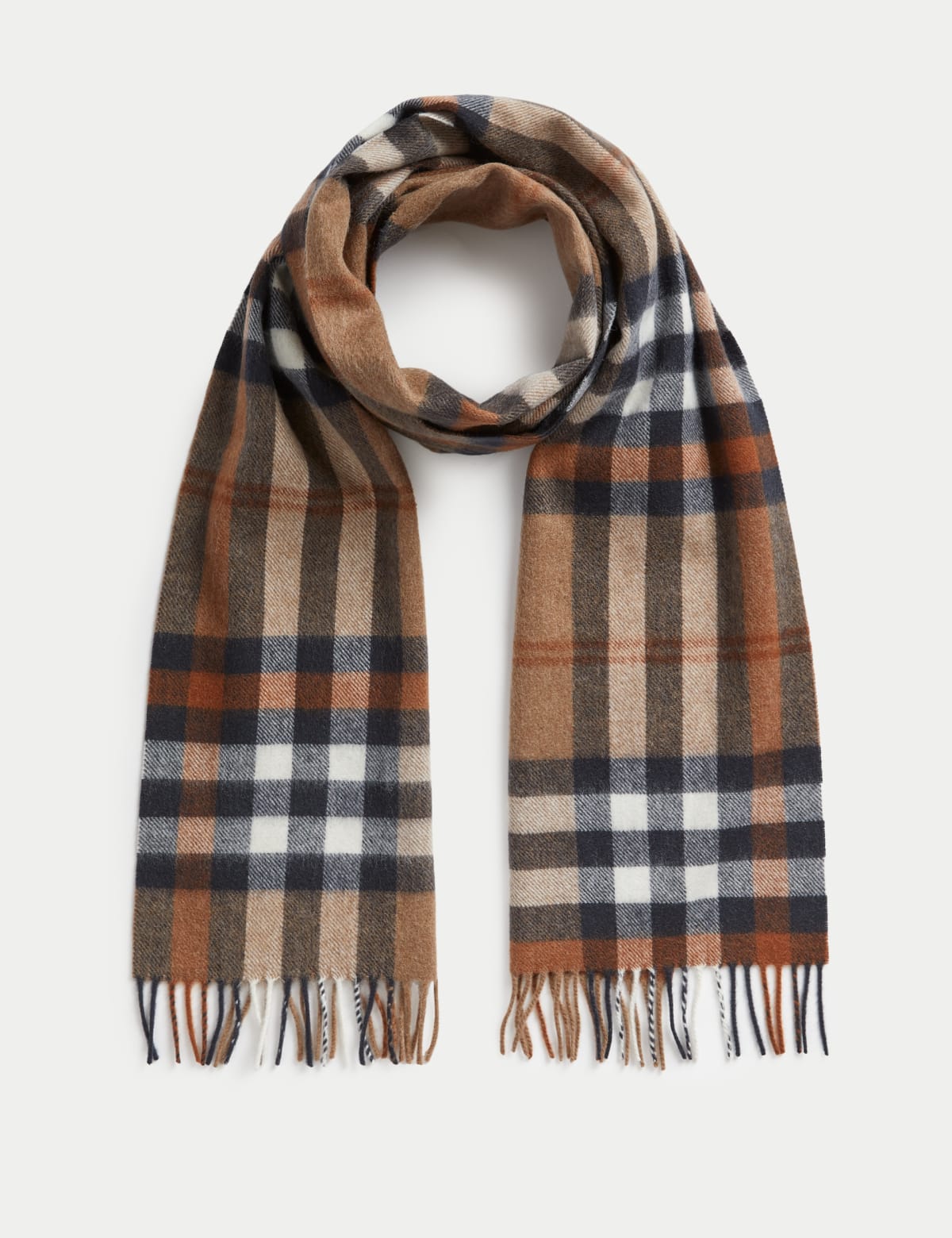 

Marks & Spencer Merino Wool Checked Scarf (MALE, CAMEL)